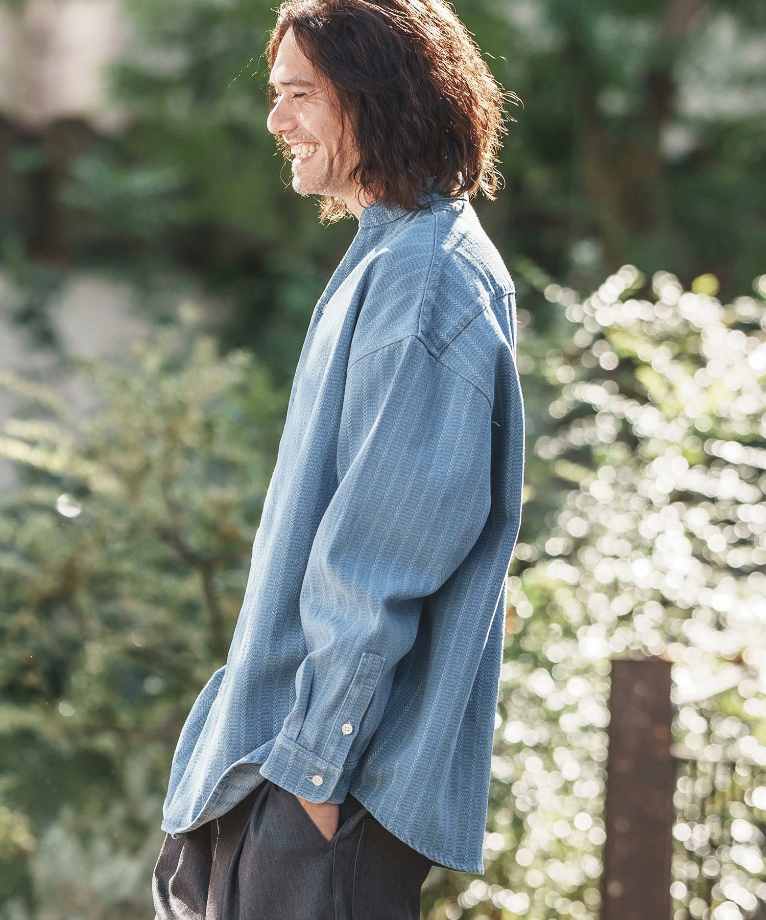 30%OFF【CAMBIO(カンビオ)】Herringbone Stripe Jacquard Denim Band