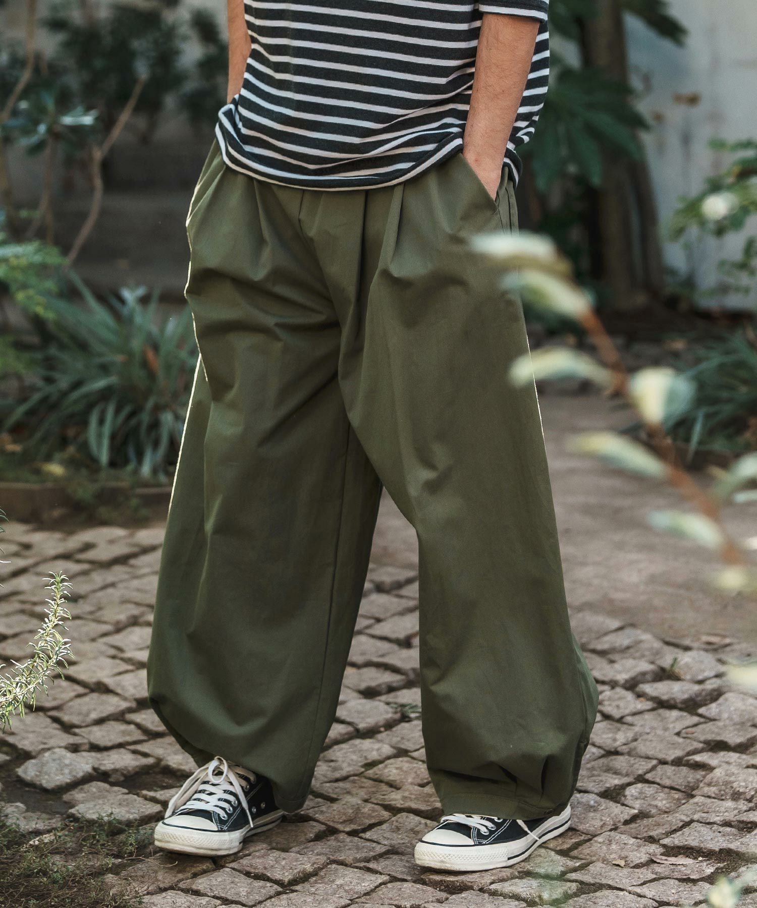 30%OFF【CAMBIO(カンビオ)】Hem Button Wide Tuck Balloon Pants