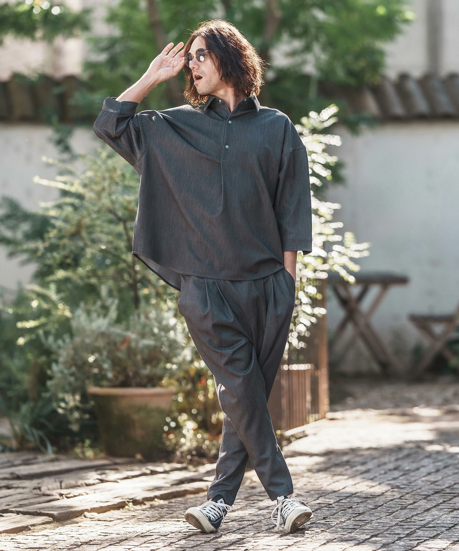 CAMBIO(カンビオ)】Denim Like Drape Sarrouel Pants サルエルパンツ