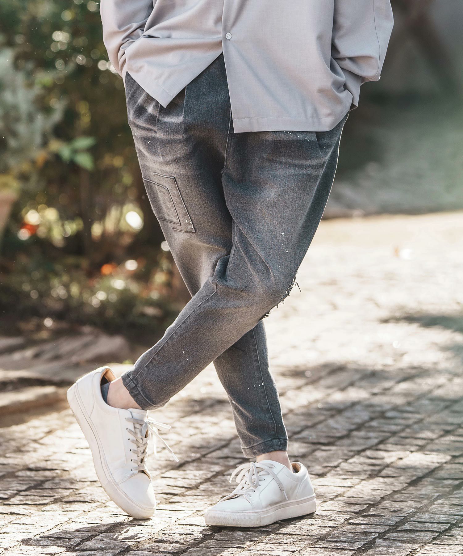 ファビアナ　ジーンズ　38 30%OFF【CAMBIO(カンビオ)】Damage Patch Stretch Denim Tapered Pants