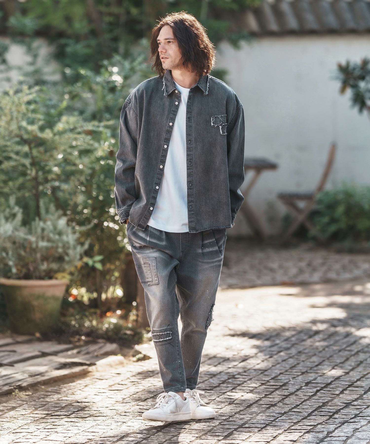 30%OFF【CAMBIO(カンビオ)】Damage Patch Stretch Denim Tapered Pants 30%OFF【CAMBIO(カンビオ)】Damage Patch Stretch Denim Tapered Pants