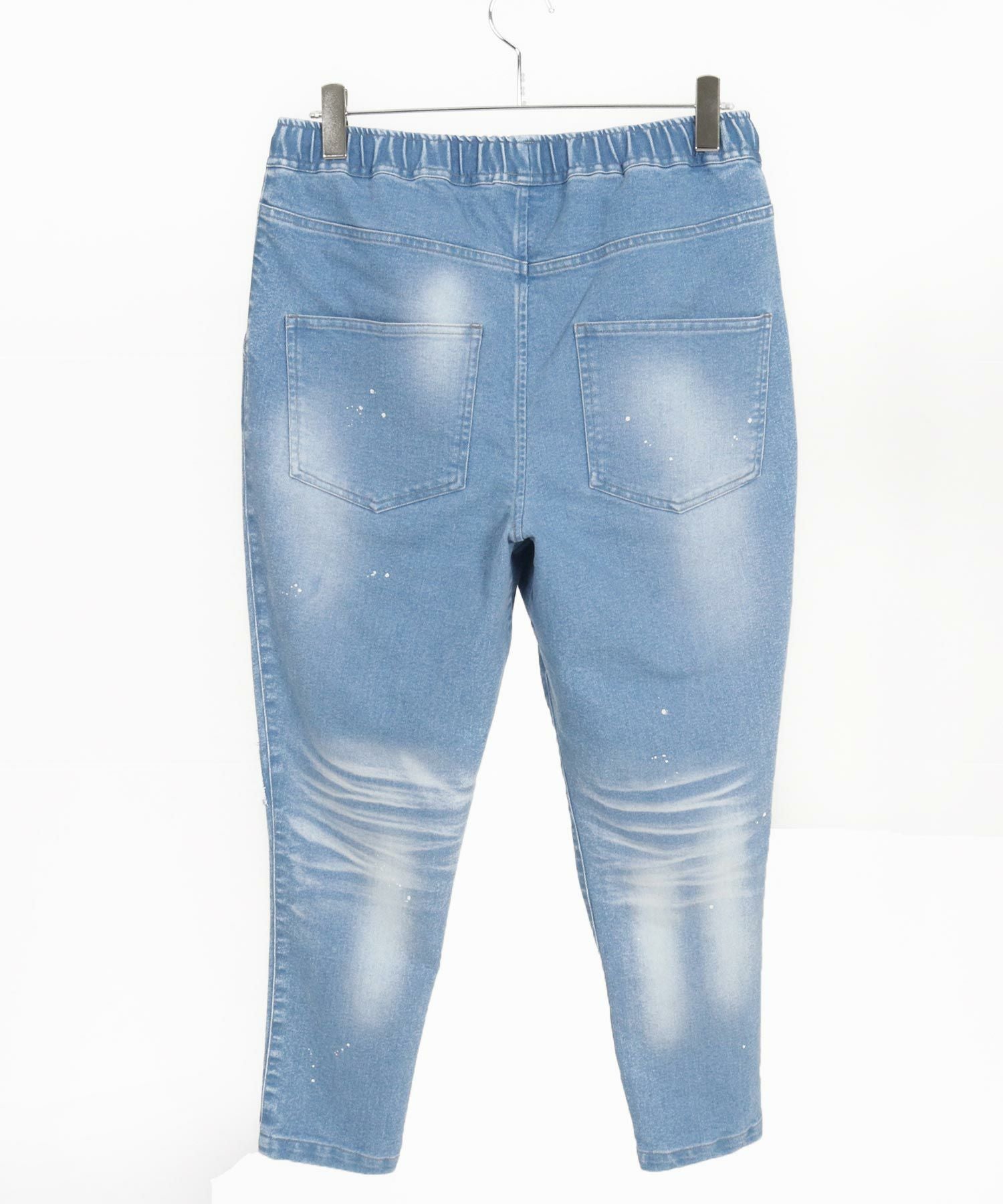 30%OFF【CAMBIO(カンビオ)】Damage Patch Stretch Denim Tapered Pants