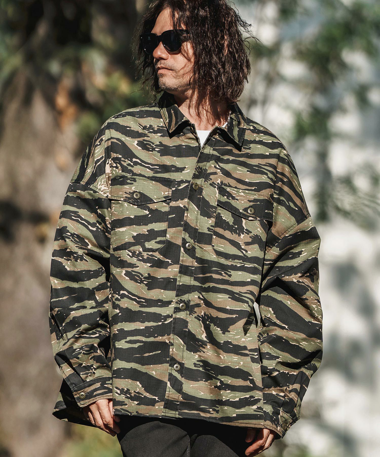 50%OFF【CAMBIO(カンビオ)】Bio Wash Camofurage Ripstop Shirts