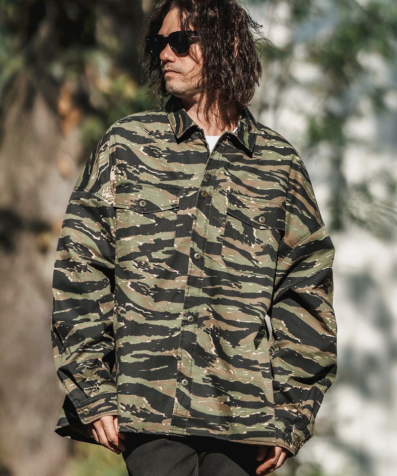 50%OFF【CAMBIO(カンビオ)】Bio Wash Camofurage Ripstop Shirts 