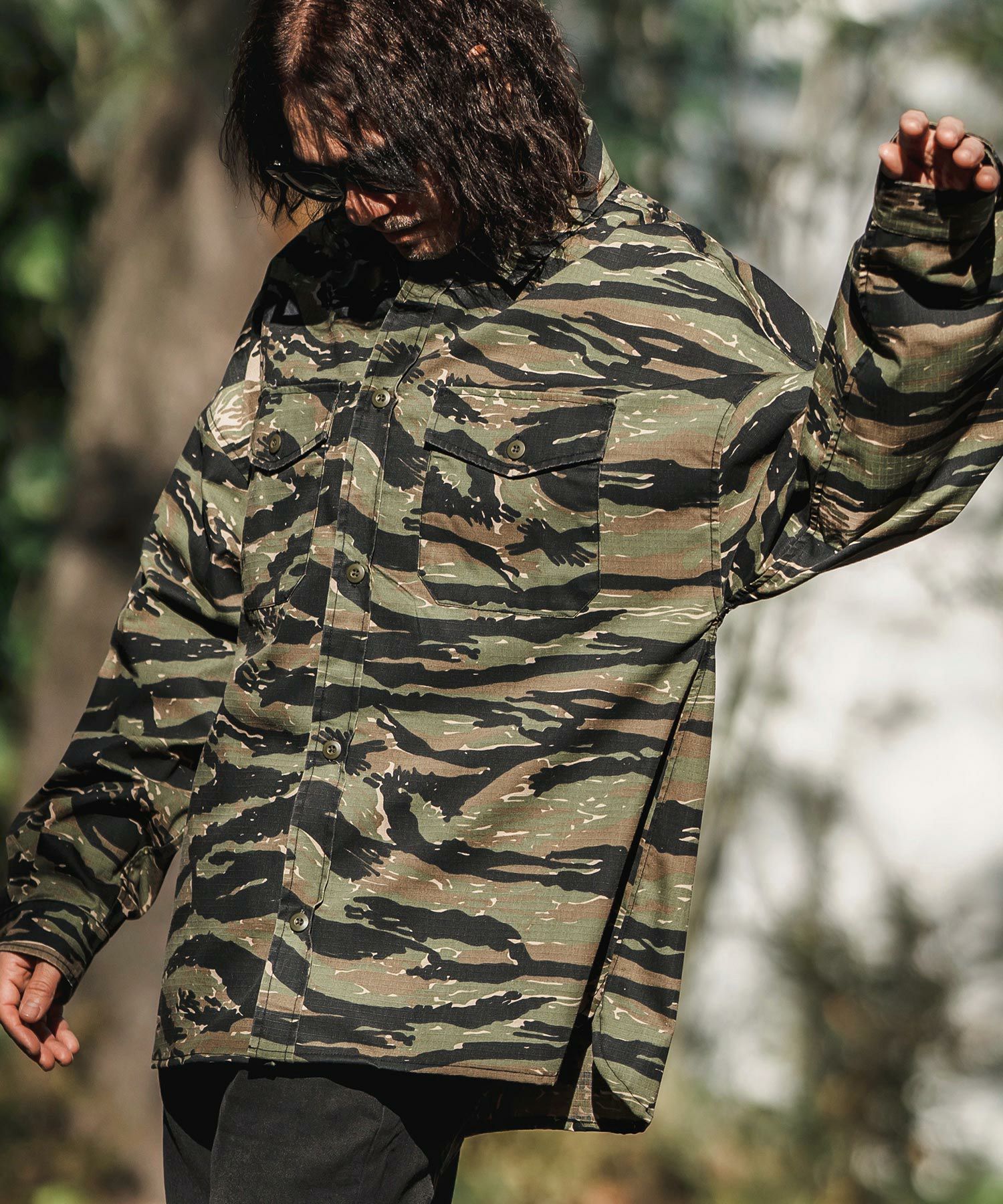 50%OFF【CAMBIO(カンビオ)】Bio Wash Camofurage Ripstop Shirts
