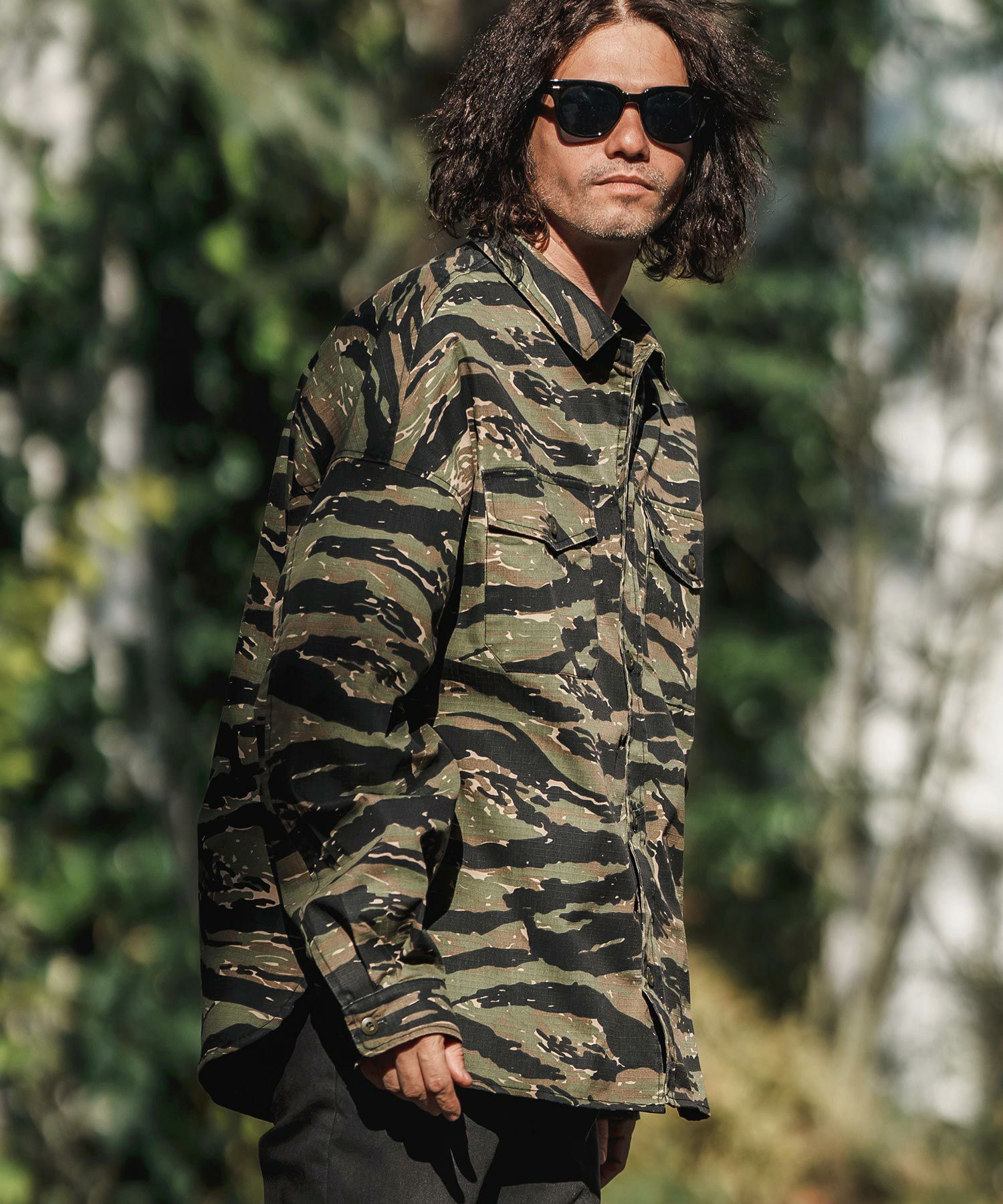 50%OFF【CAMBIO(カンビオ)】Bio Wash Camofurage Ripstop Shirts