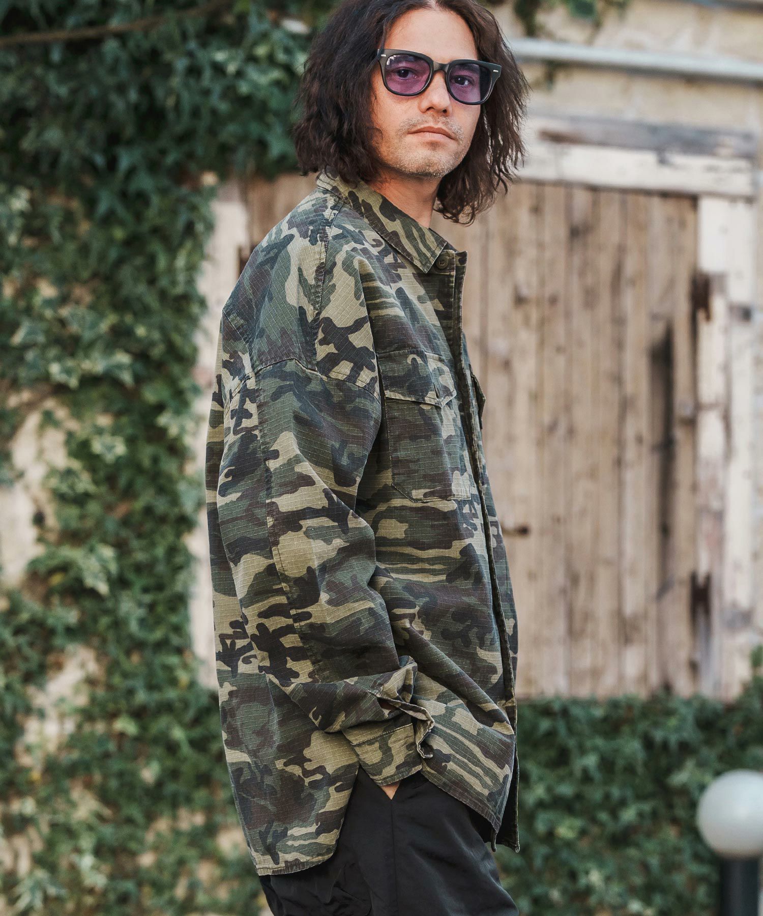 50%OFF【CAMBIO(カンビオ)】Bio Wash Camofurage Ripstop Shirts