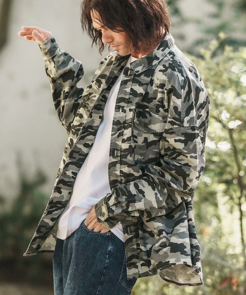 50%OFF【CAMBIO(カンビオ)】Bio Wash Camofurage Ripstop Shirts 