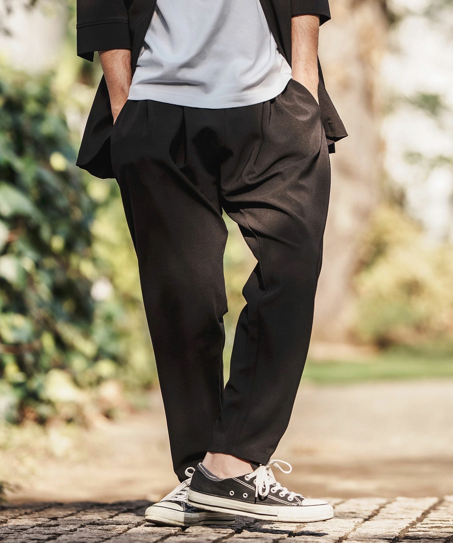 コットンリピート割複数割適用価格 CAMBIO(カンビオ)】Ripple Cut sew Relax Tapered Pants イージー