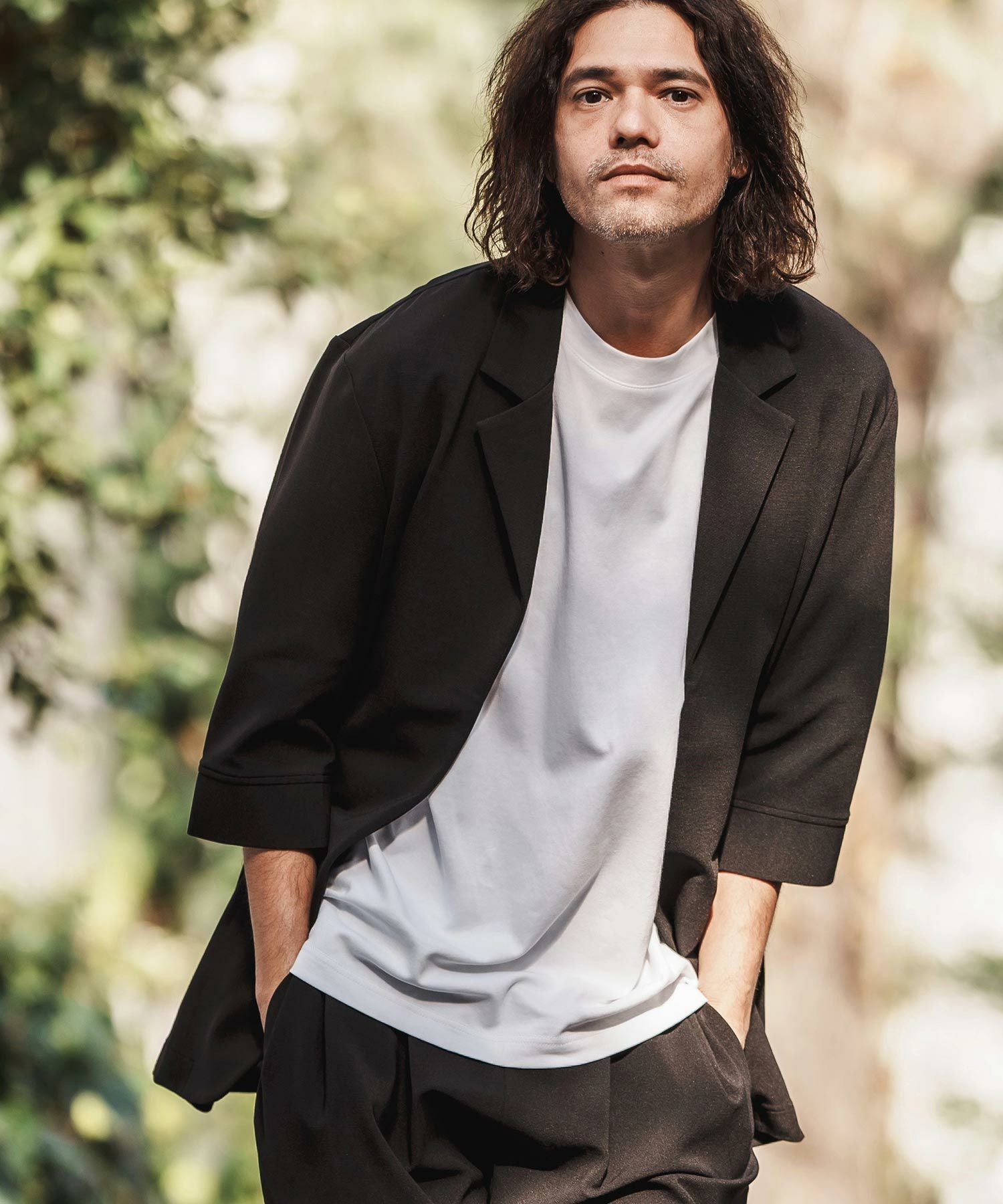 CAMBIO(カンビオ)】Ripple Cut sew 3-4 Sleeve Jacket 半端袖