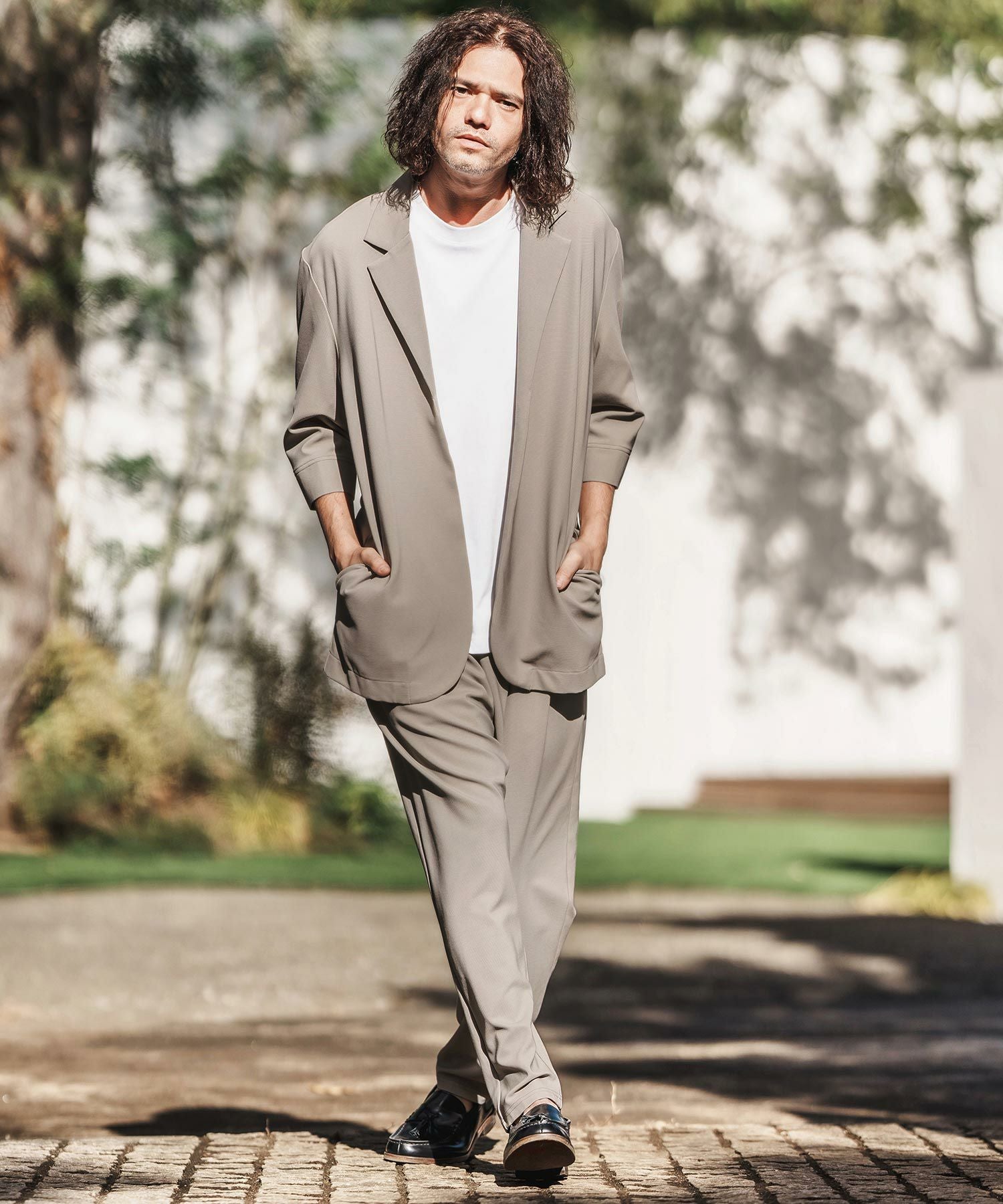 CAMBIO(カンビオ)】Ripple Cut sew 3-4 Sleeve Jacket 半端袖