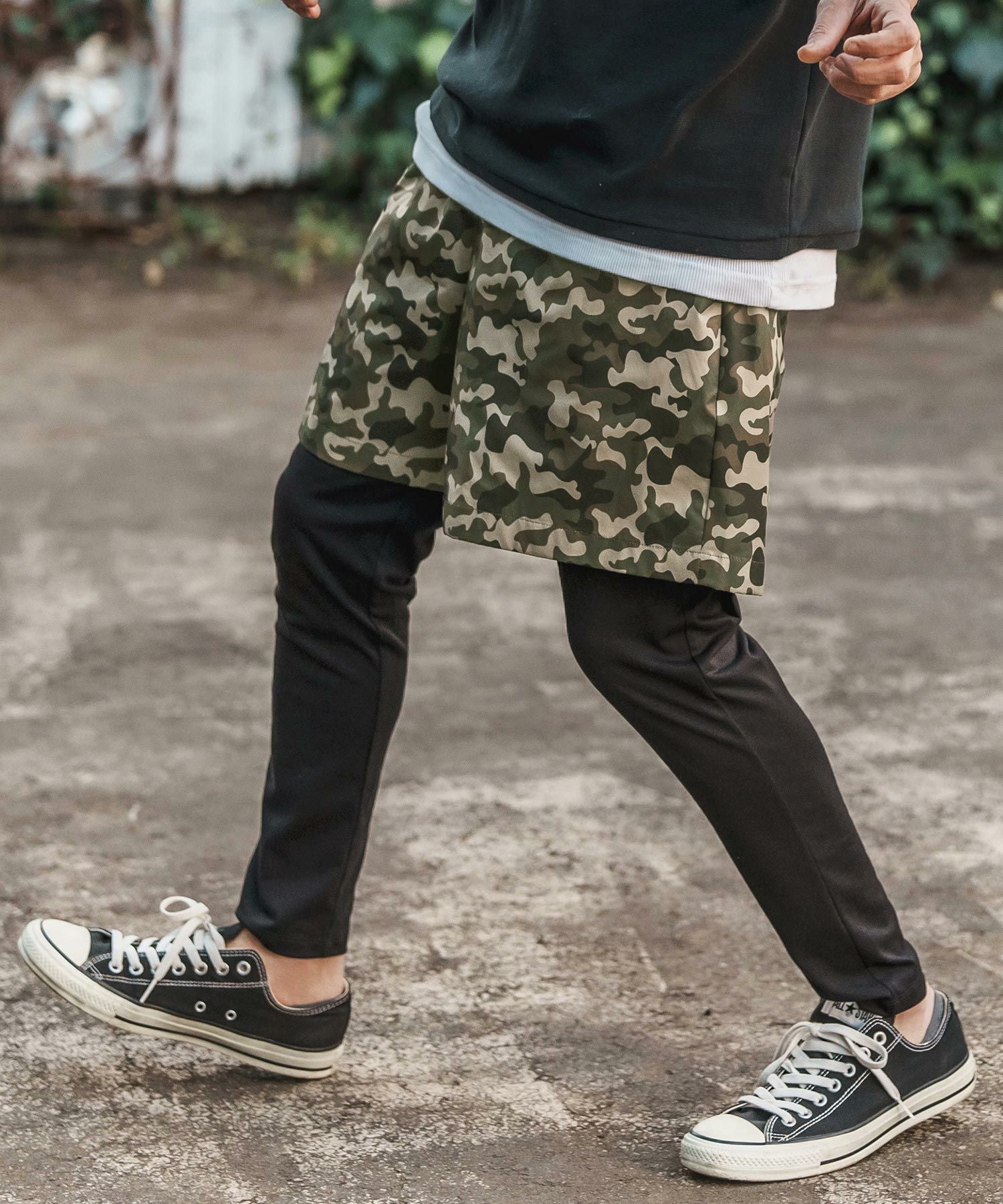50%OFF【CAMBIO(カンビオ)】Camouflage Layered Pants レイヤード