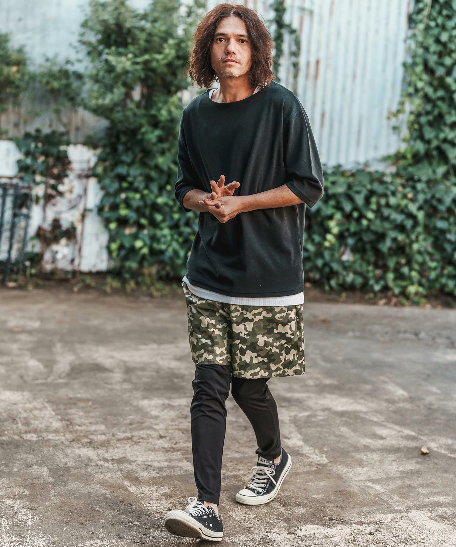 50%OFF【CAMBIO(カンビオ)】Camouflage Layered Pants レイヤード