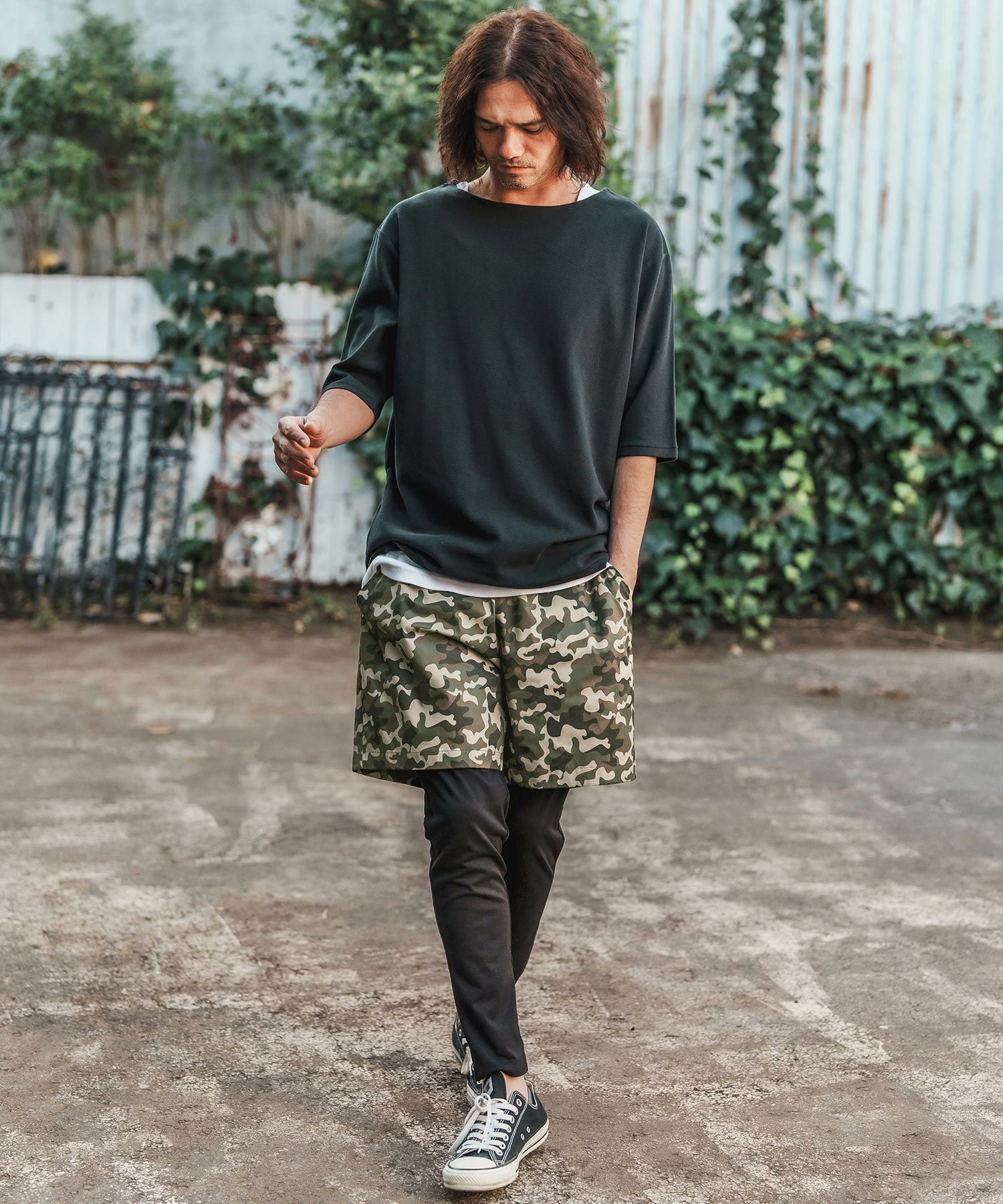 30%OFF【CAMBIO(カンビオ)】Camouflage Layered Pants レイヤード