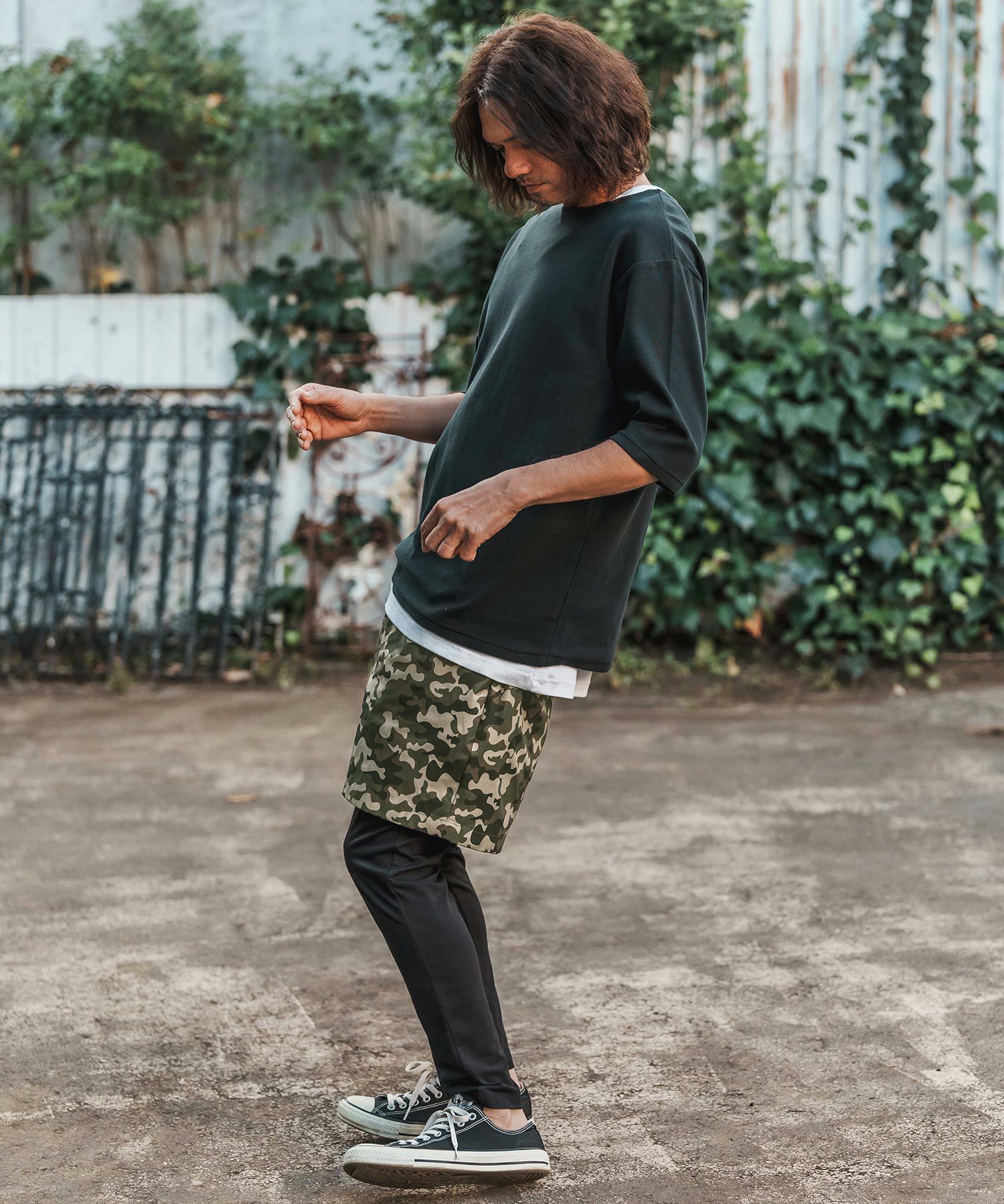 50%OFF【CAMBIO(カンビオ)】Camouflage Layered Pants レイヤード