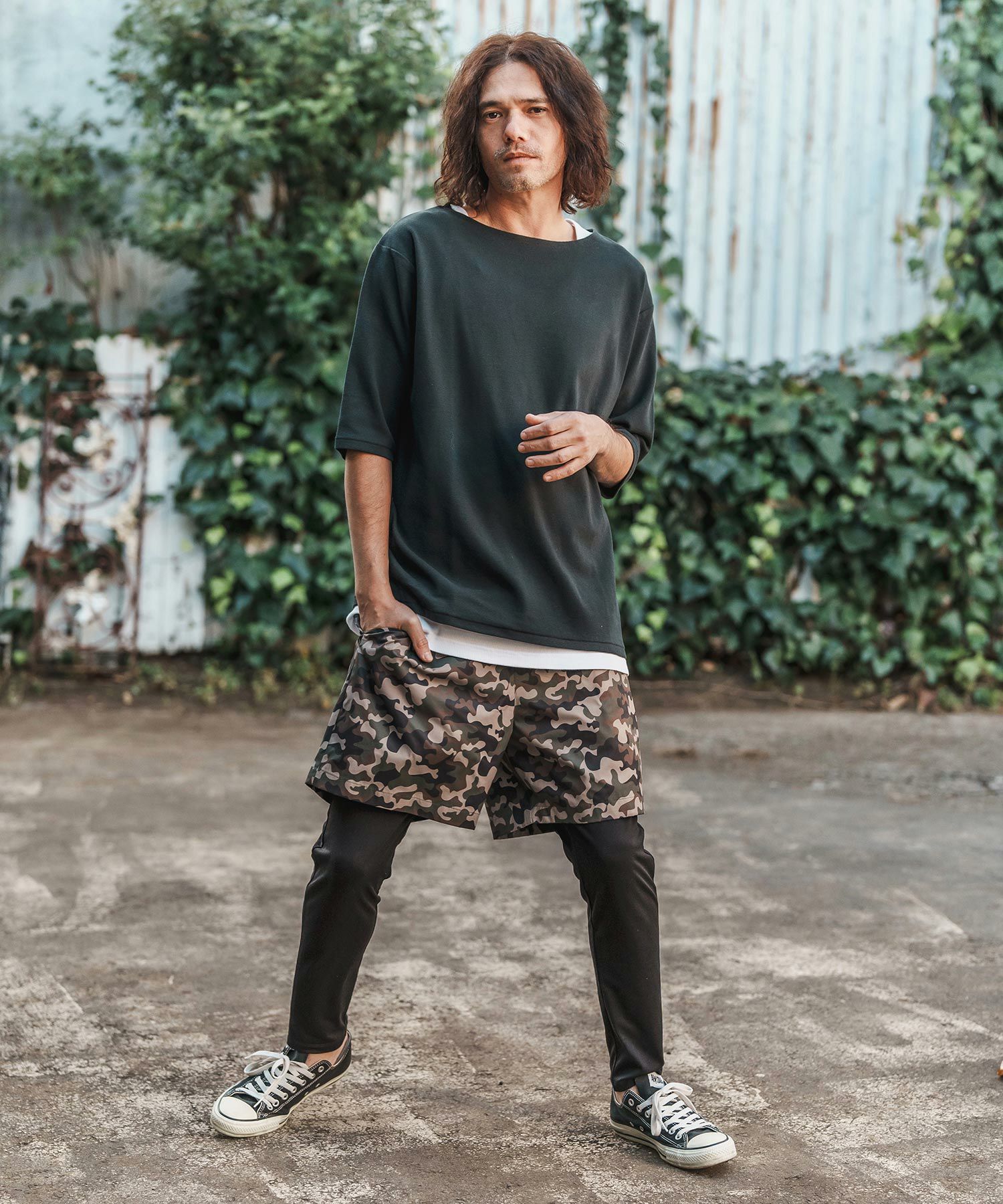 CAMBIO(カンビオ)】Span Fraise Narrow Boat Neck Cut sew Tシャツ