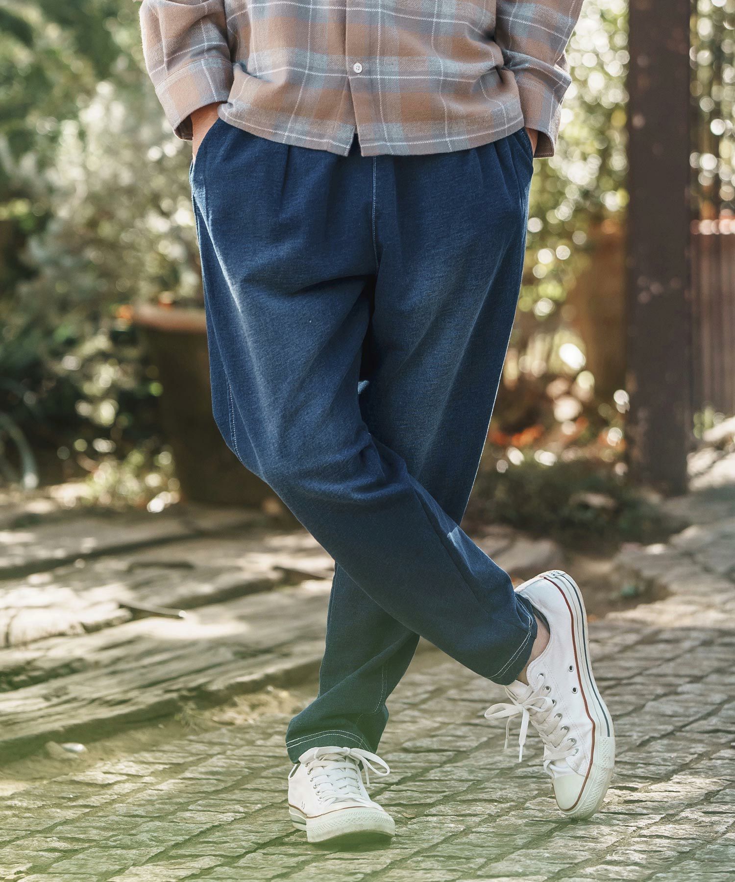 CAMBIO(カンビオ)】Indigo Sweat Tuck Pants スウェットタックパンツ