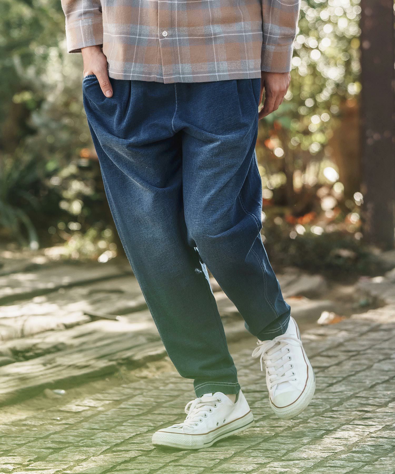 CAMBIO(カンビオ)】Indigo Sweat Tuck Pants スウェットタックパンツ