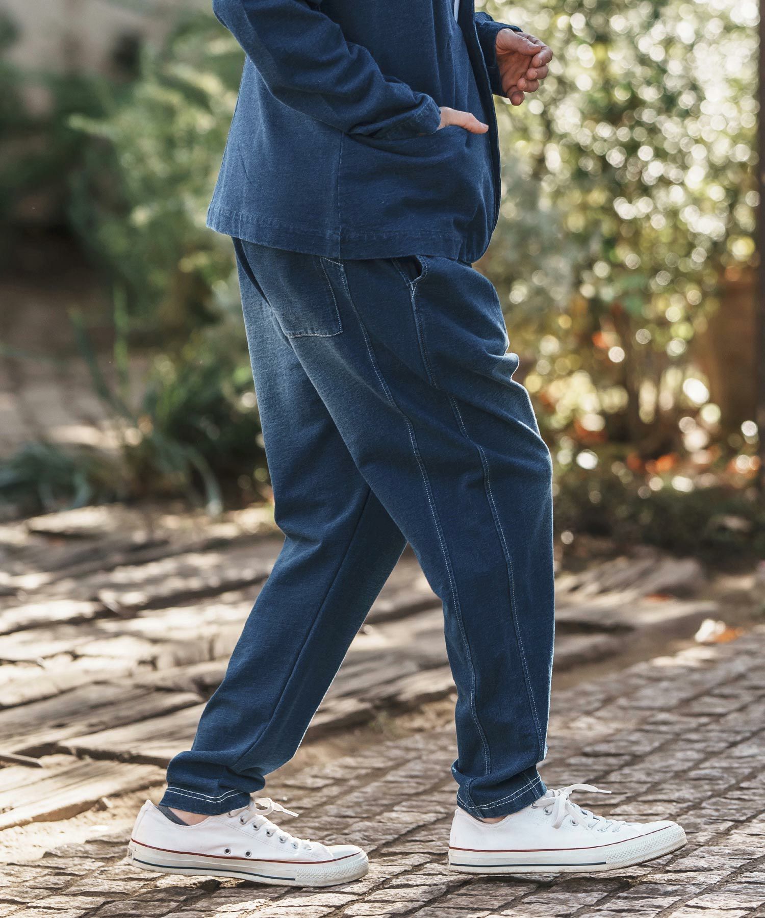 CAMBIO(カンビオ)】Indigo Sweat Tuck Pants スウェットタックパンツ