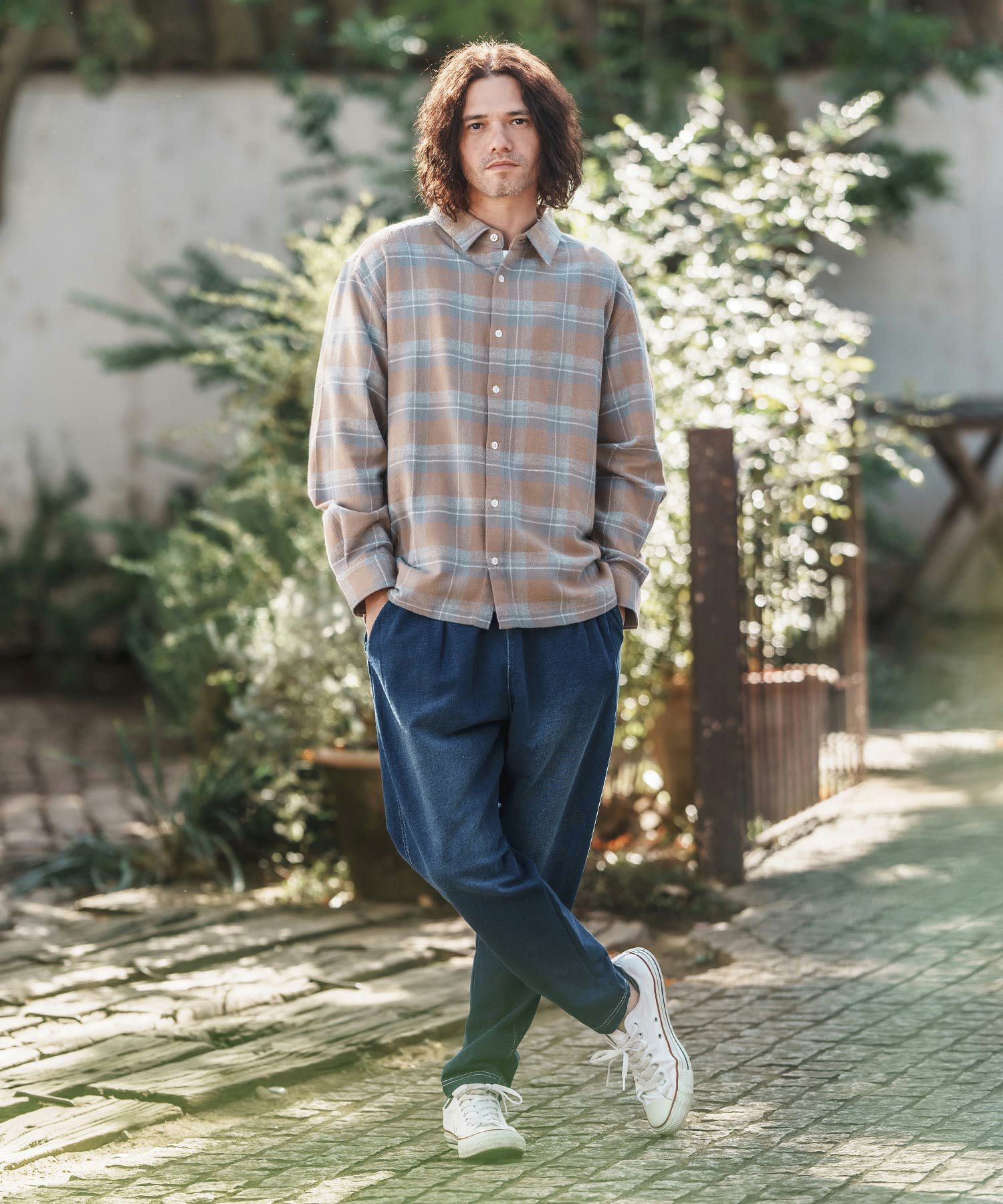 CAMBIO(カンビオ)】Indigo Sweat Tuck Pants スウェットタックパンツ