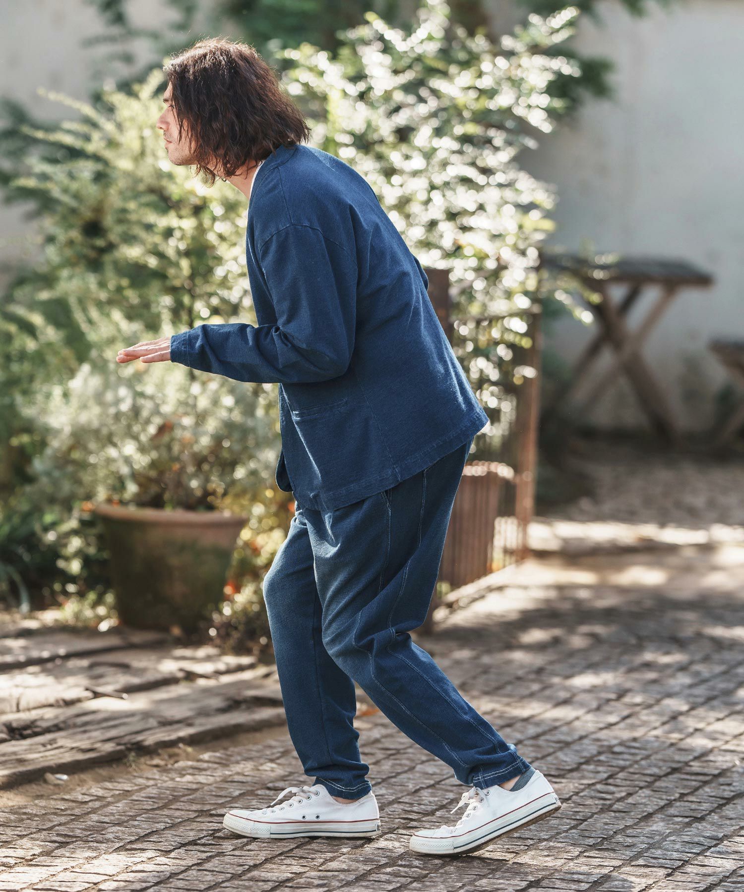 CAMBIO(カンビオ)】Indigo Sweat Tuck Pants スウェットタックパンツ