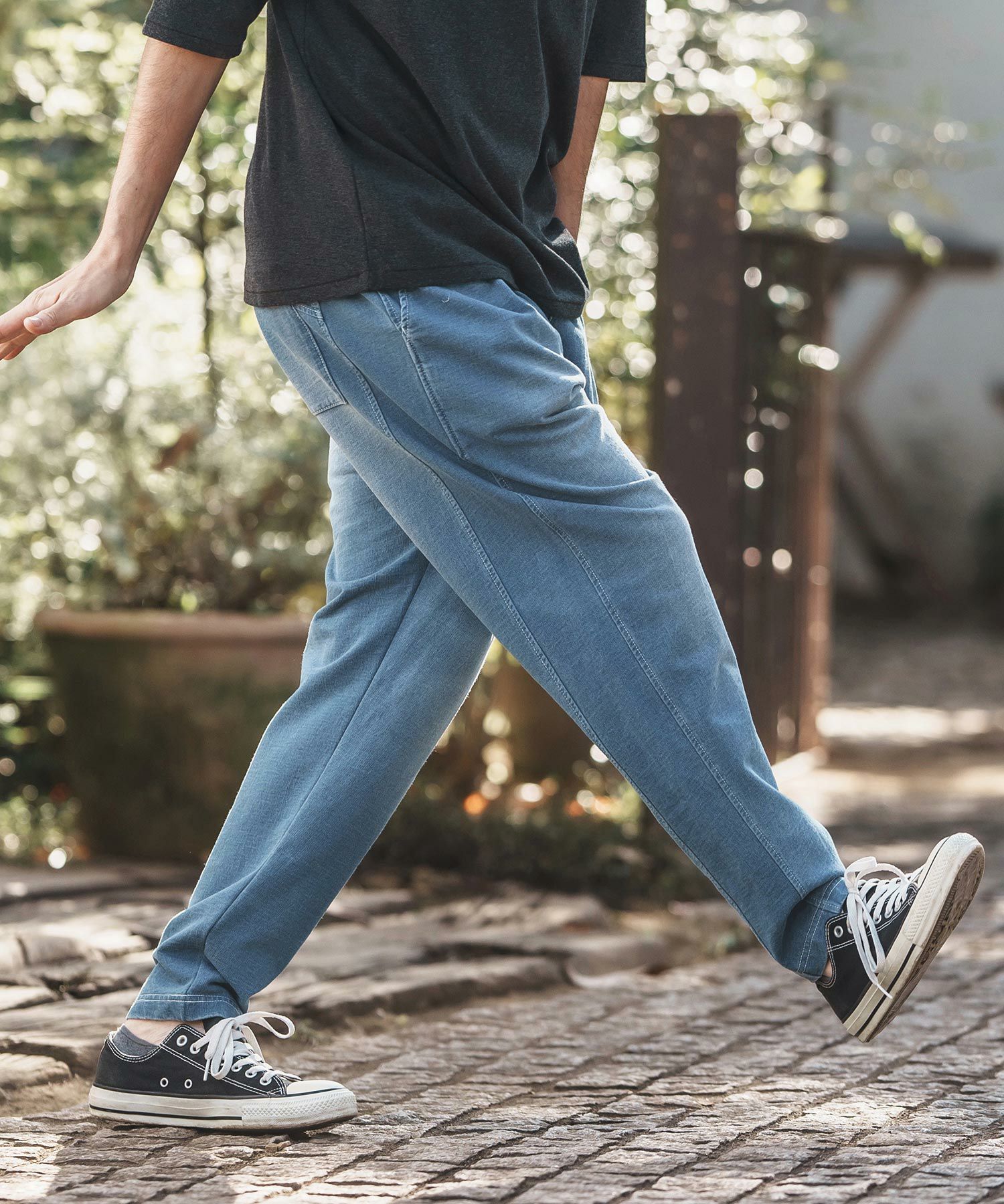 CAMBIO(カンビオ)】Indigo Sweat Tuck Pants スウェットタックパンツ