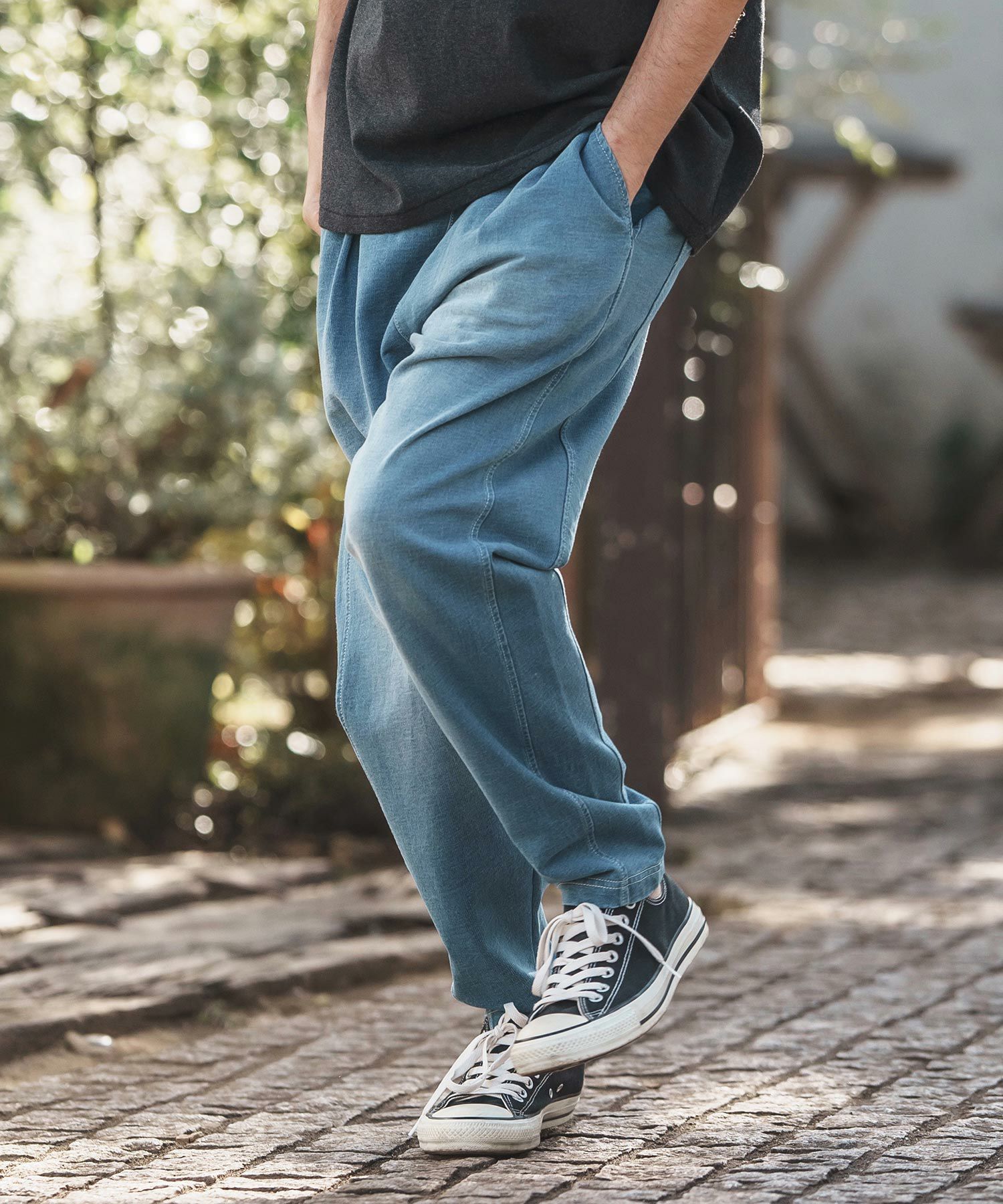 CAMBIO(カンビオ)】Indigo Sweat Tuck Pants スウェットタックパンツ