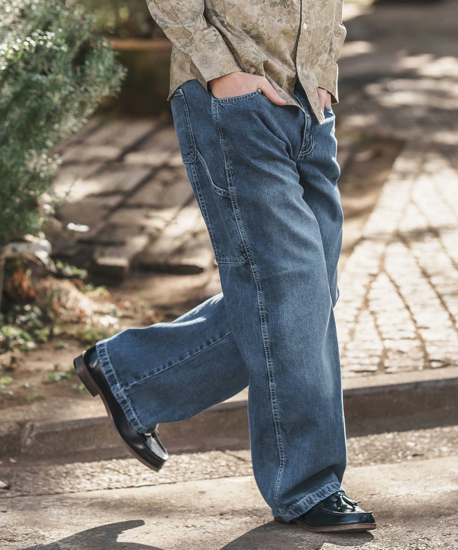 CAMBIO(カンビオ)】Half Easy Wide Denim Painter Pants ペインター 