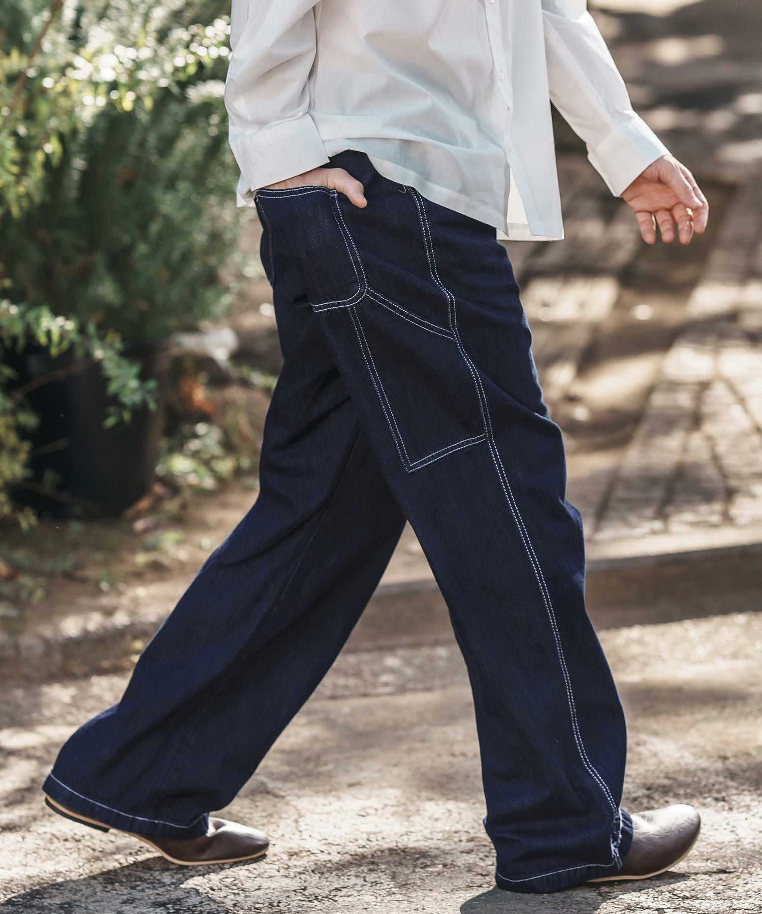 CAMBIO(カンビオ)】Half Easy Wide Denim Painter Pants ペインター