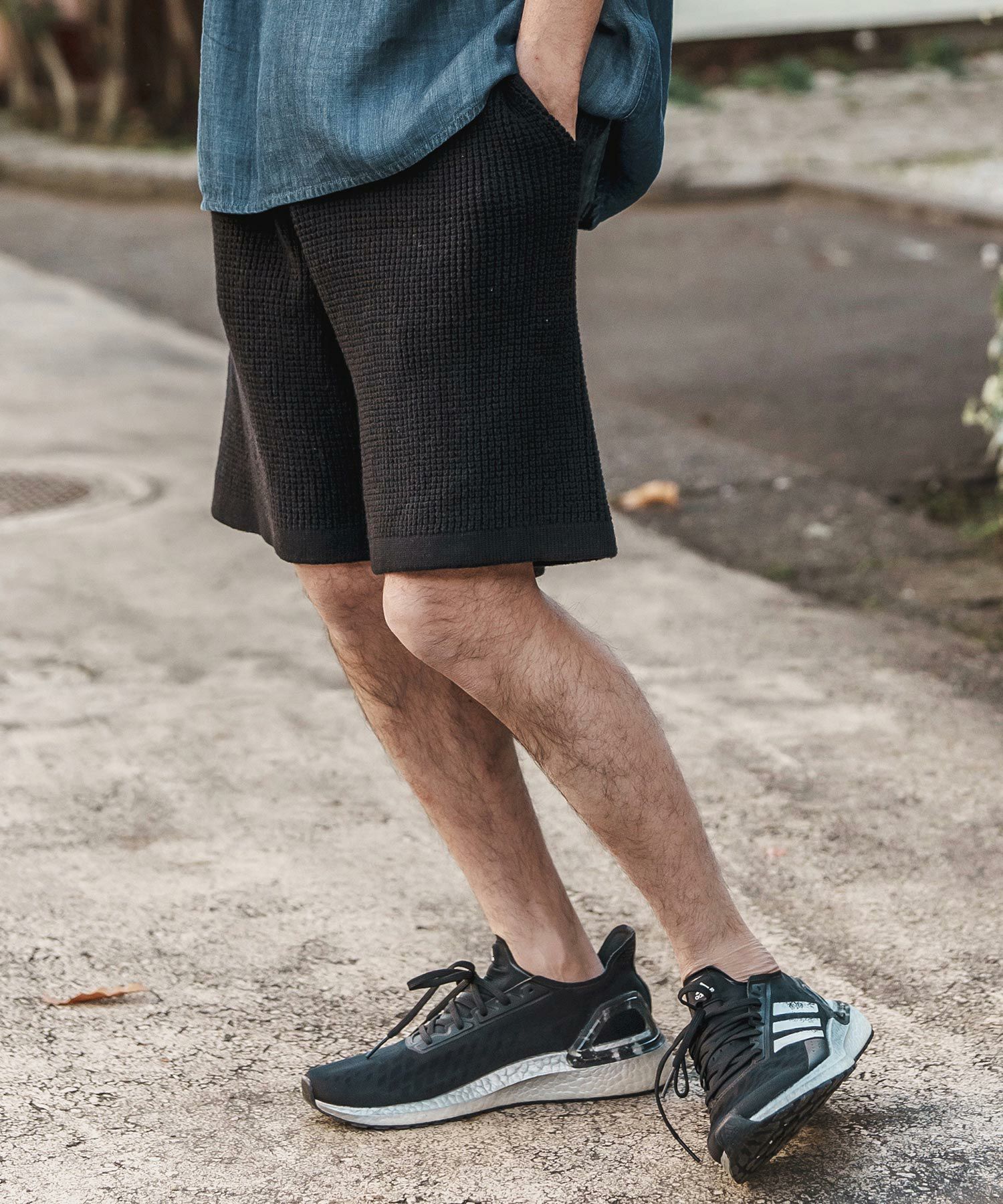 CAMBIO(カンビオ)】Waffle Cotton Knit Short Pants ニットショート