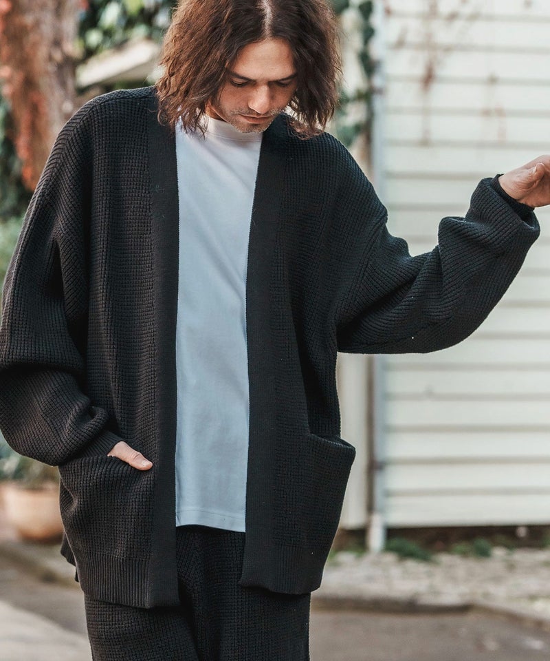 TMT 黒 カーディガン 6ボタン 30%OFF【CAMBIO(カンビオ)】Waffle 