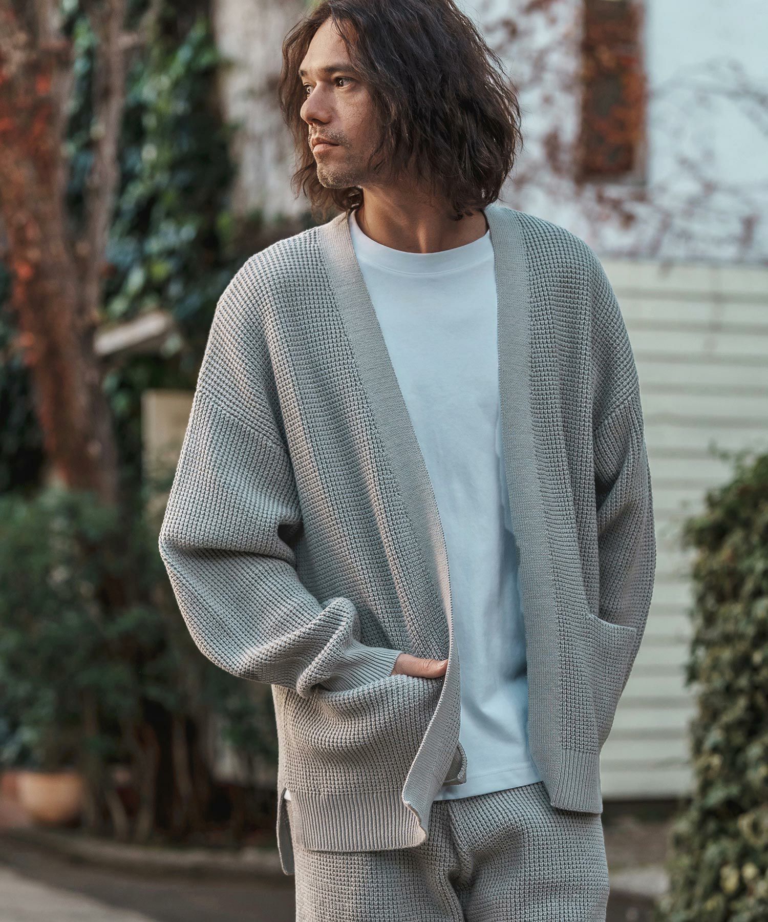 30%OFF【CAMBIO(カンビオ)】Waffle Cotton Knit Buttonless Cardigan