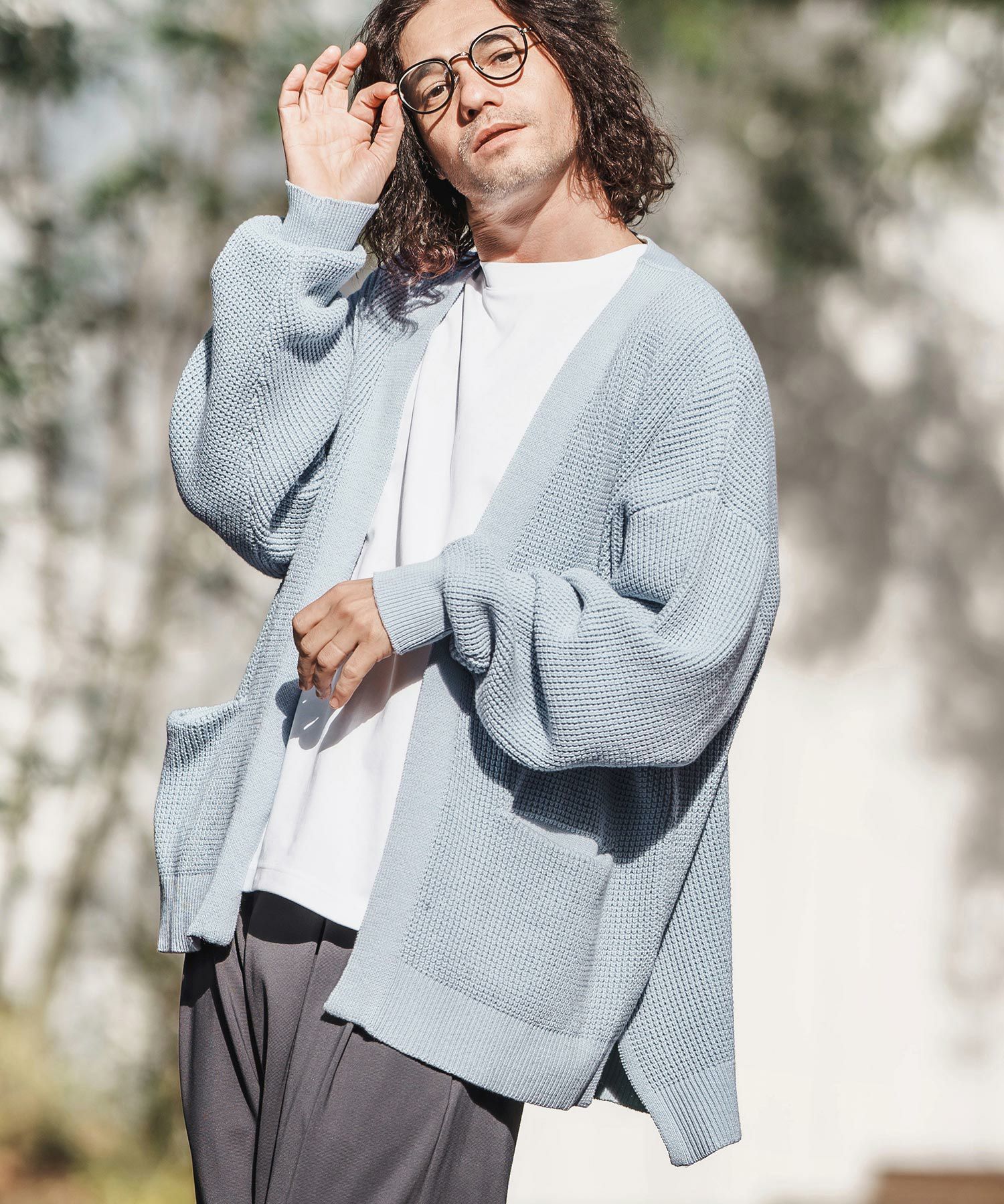 30%OFF【CAMBIO(カンビオ)】Waffle Cotton Knit Buttonless Cardigan