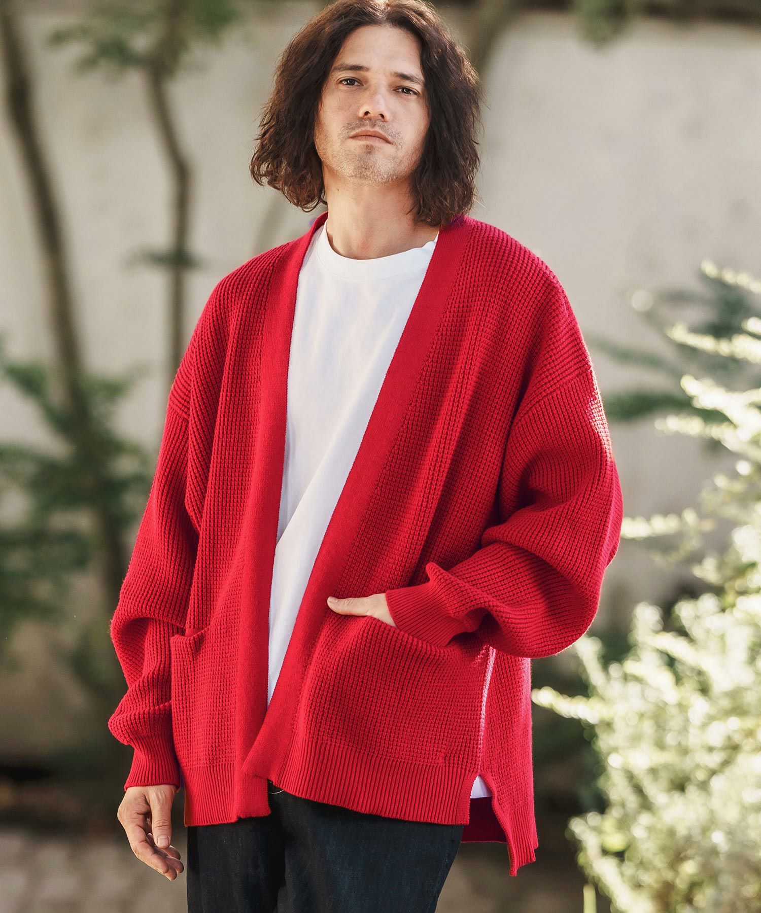 30%OFF【CAMBIO(カンビオ)】Waffle Cotton Knit Buttonless Cardigan