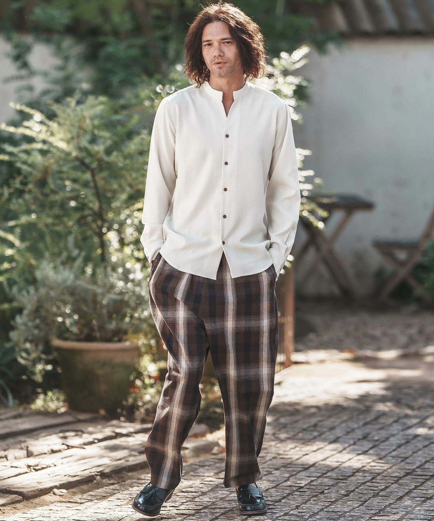 50%OFF【CAMBIO(カンビオ)】リネンライクシャンブレーストレッチ