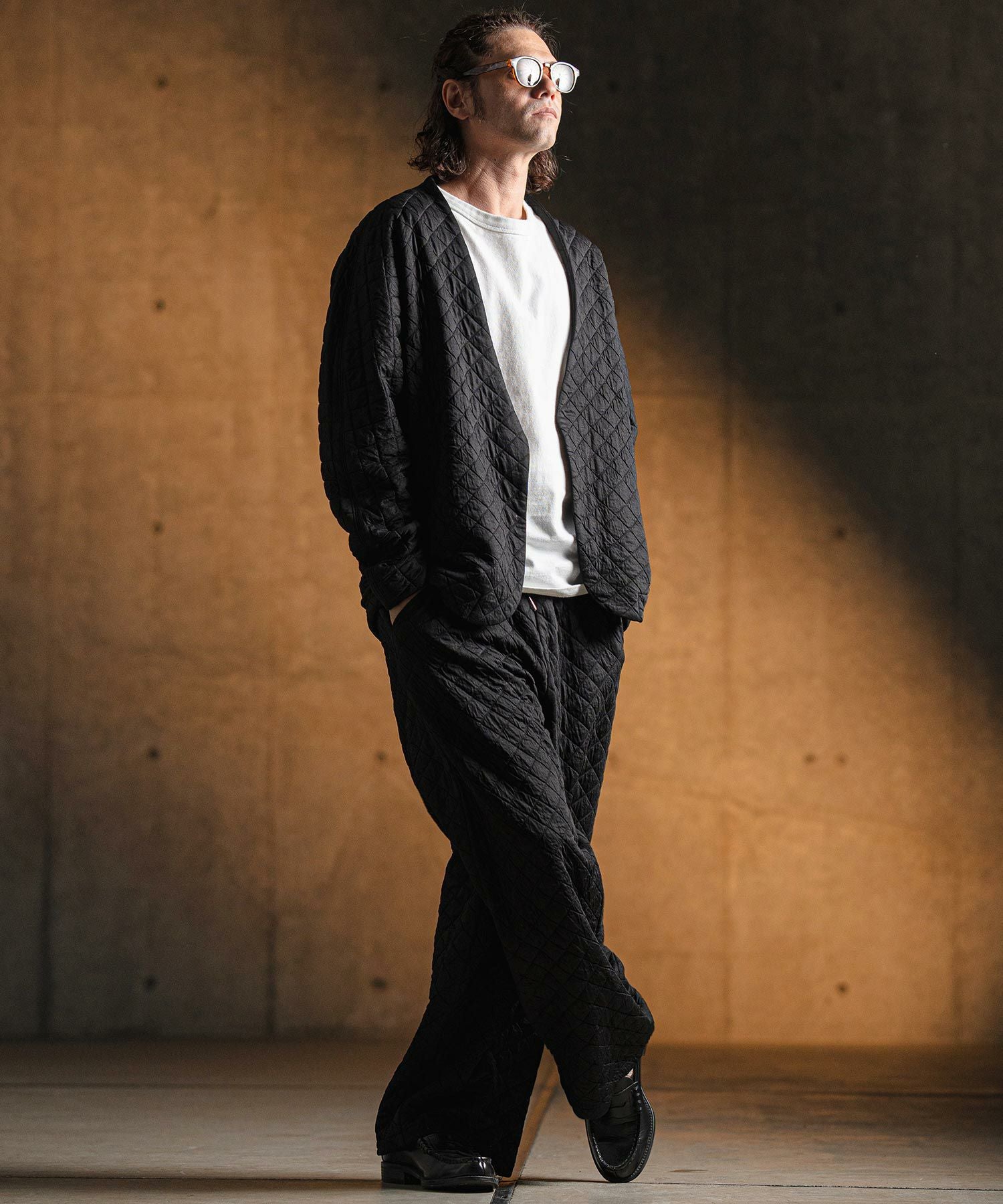 GLIMCLAP(グリムクラップ)】 Quilted fabric cut sew pants