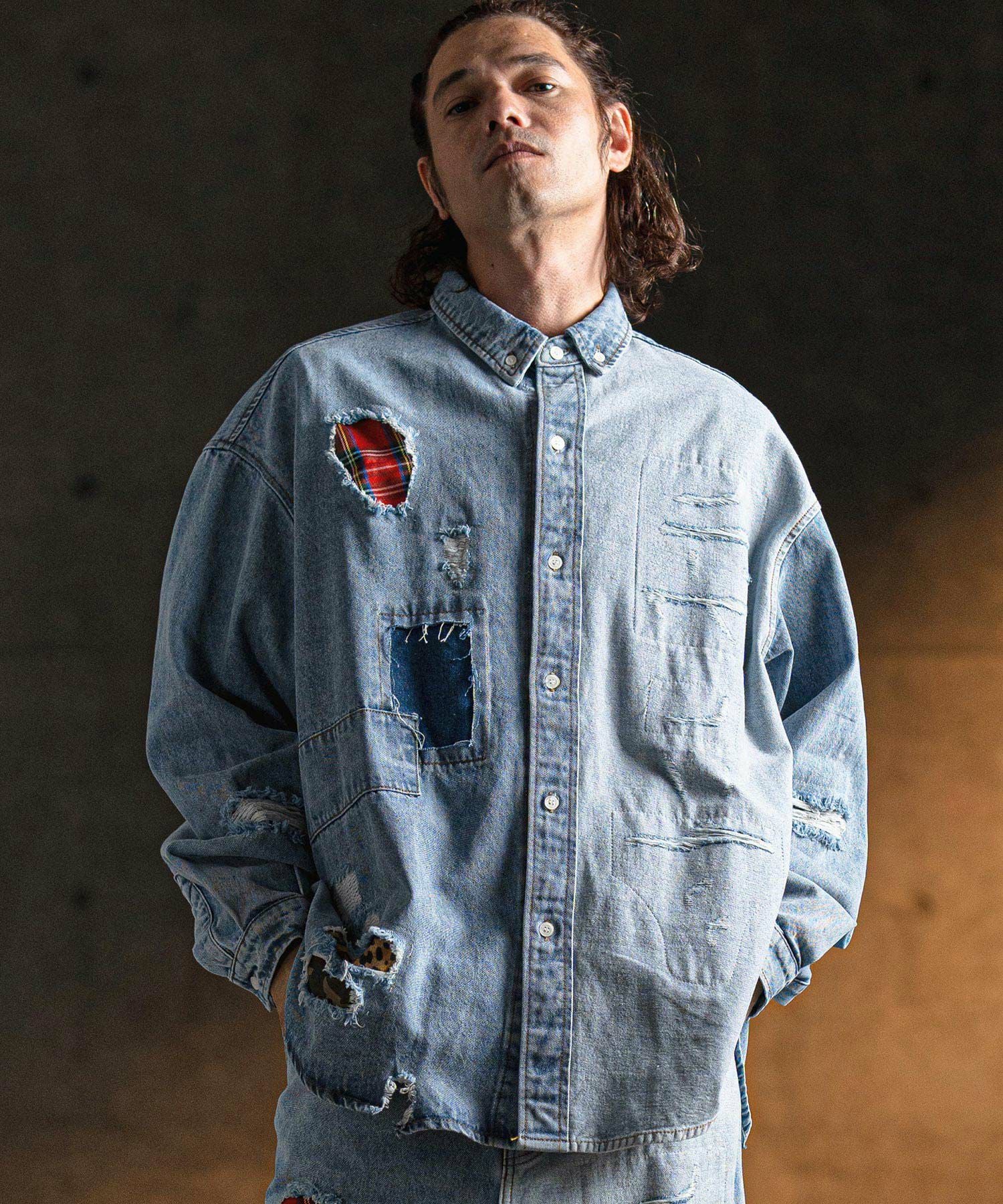 30%OFF【GLIMCLAP(グリムクラップ)】 Distressed denim pants デニム
