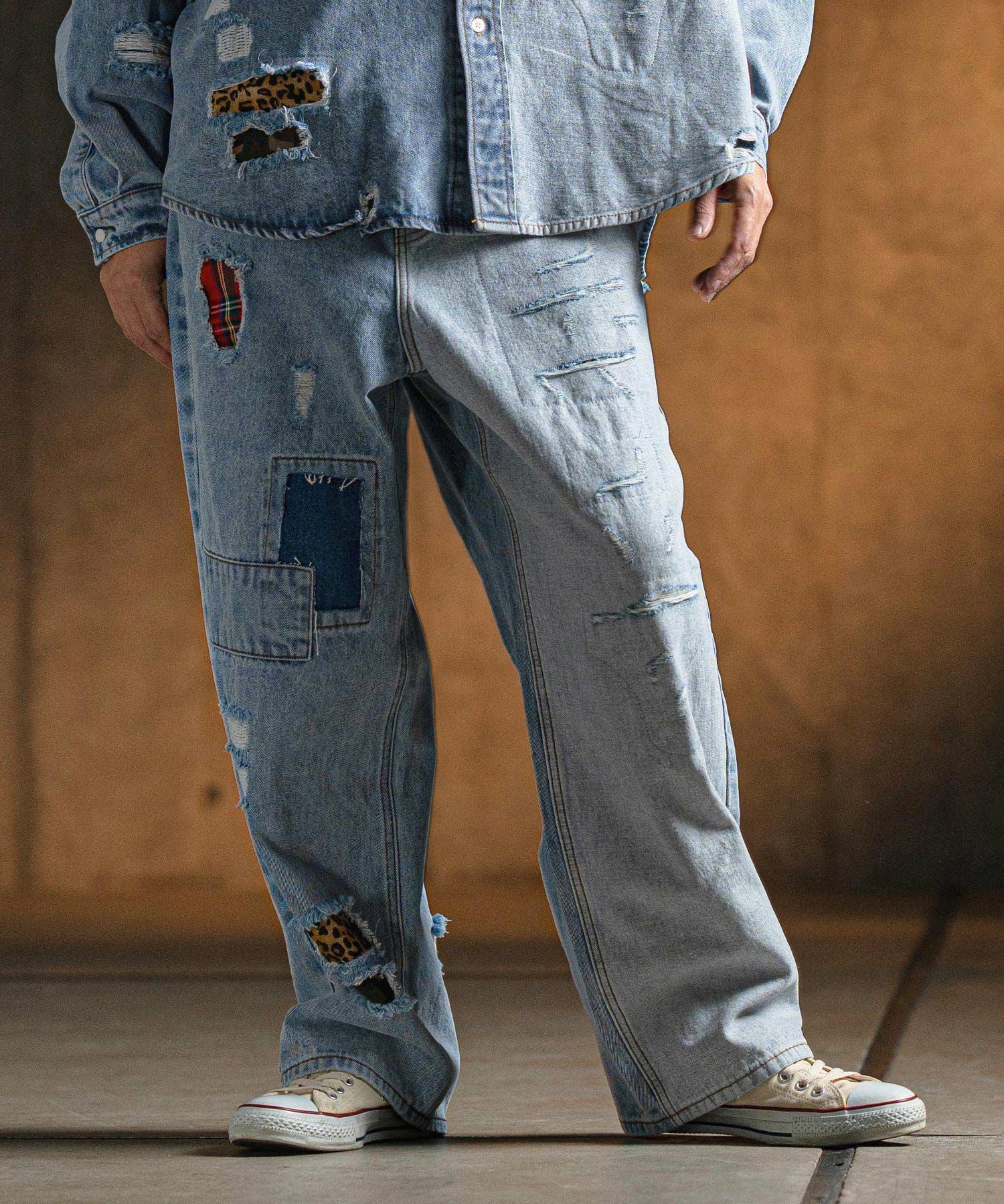 GLIMCLAP(グリムクラップ)】 Distressed denim pants デニムパンツ(18