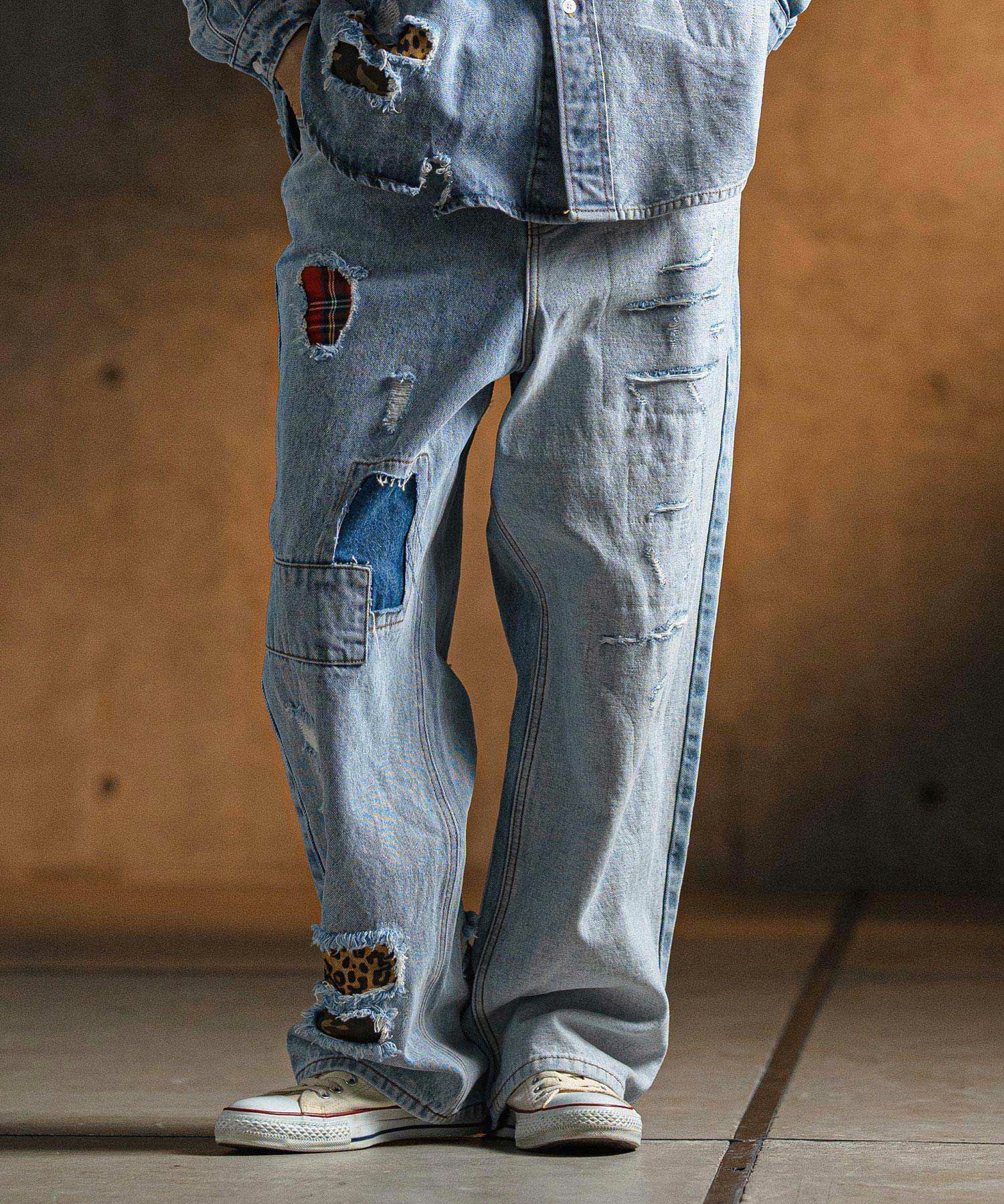 30%OFF【GLIMCLAP(グリムクラップ)】 Distressed denim pants デニム