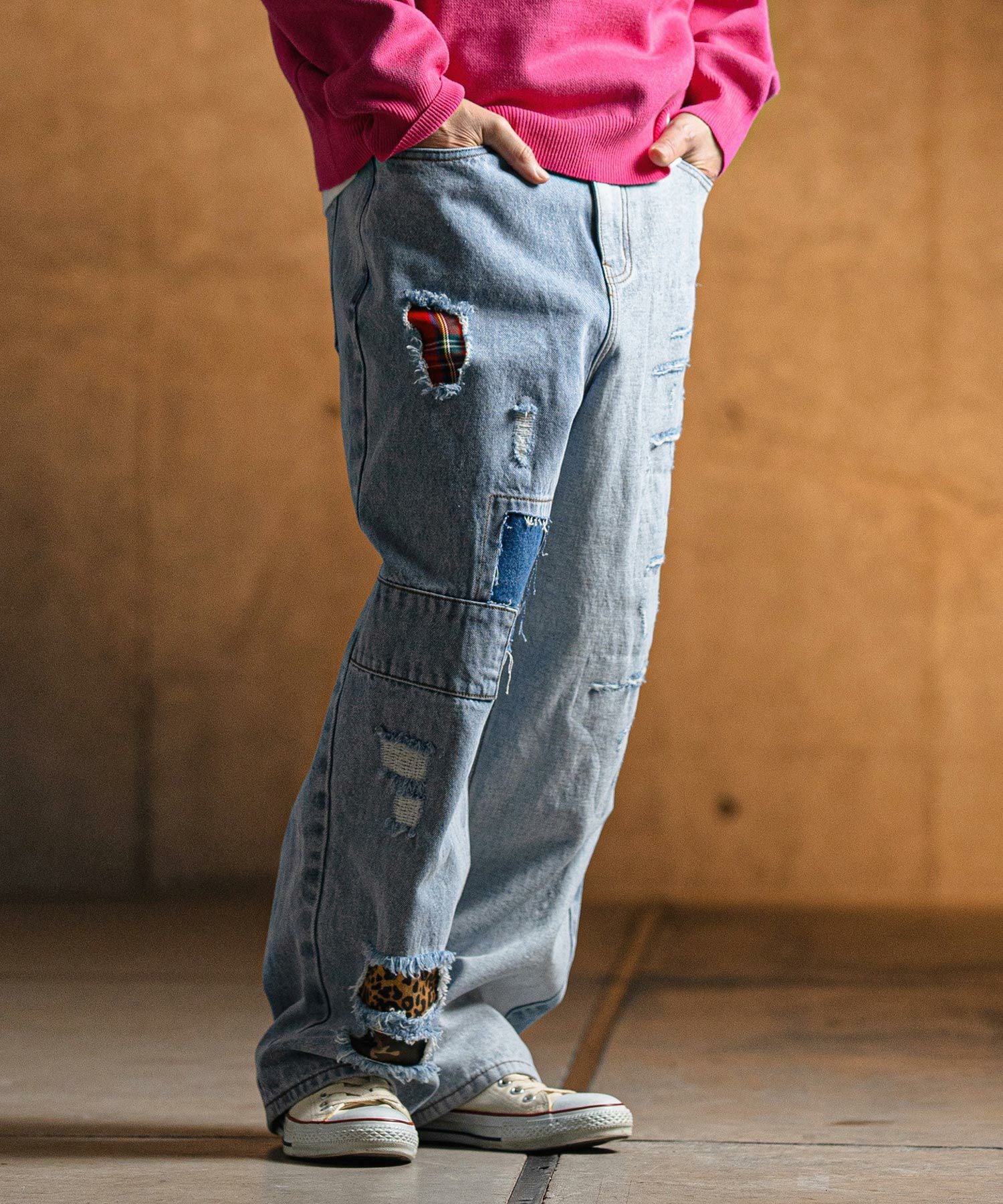 30%OFF【GLIMCLAP(グリムクラップ)】 Distressed denim pants デニム