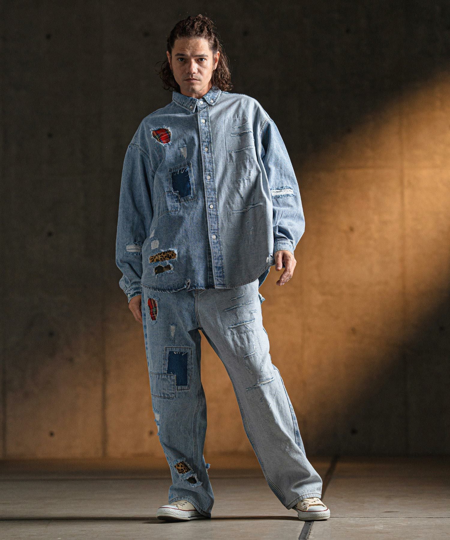 30%OFF【GLIMCLAP(グリムクラップ)】 Distressed denim pants デニム