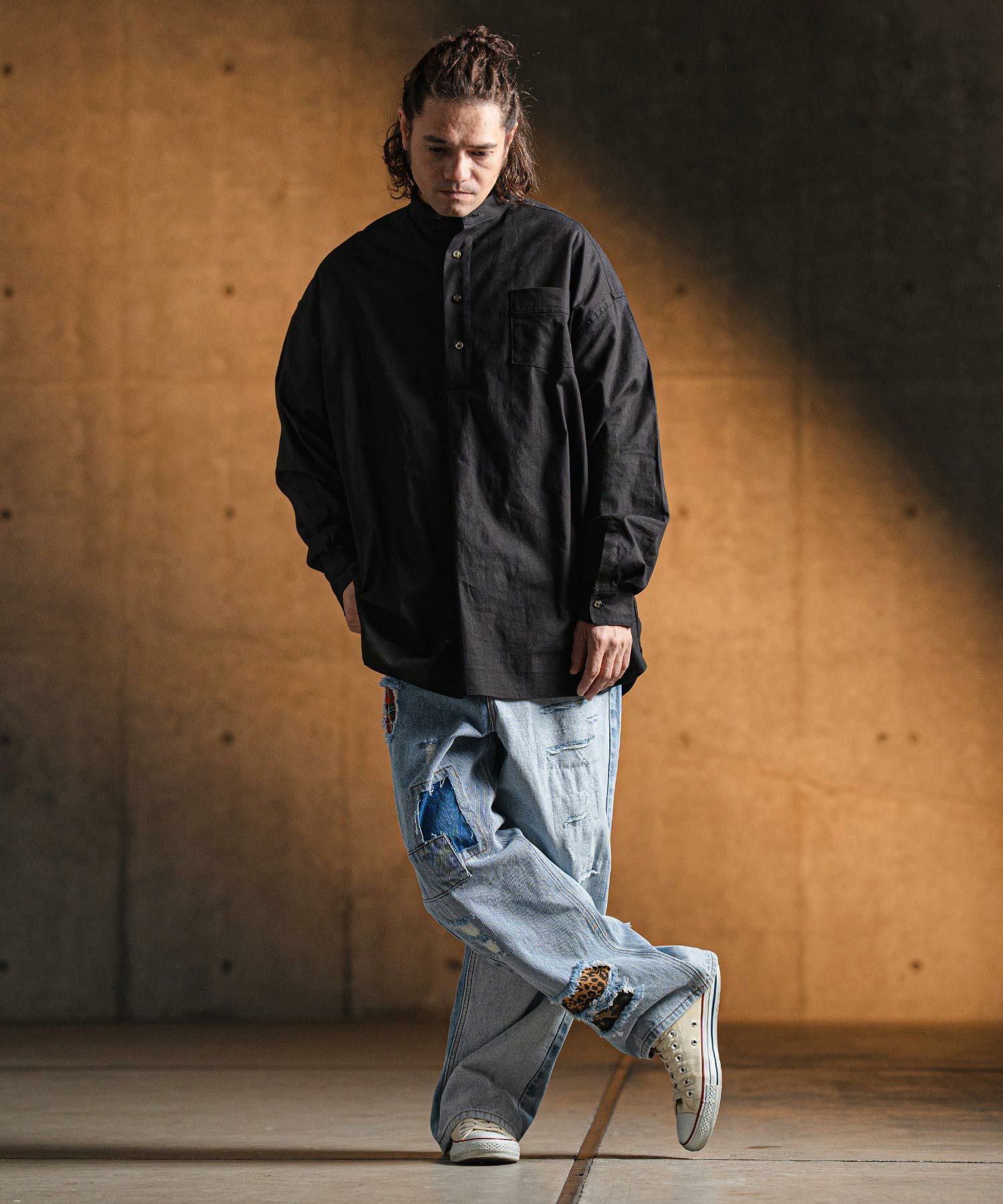 30%OFF【GLIMCLAP(グリムクラップ)】 Distressed denim pants デニム