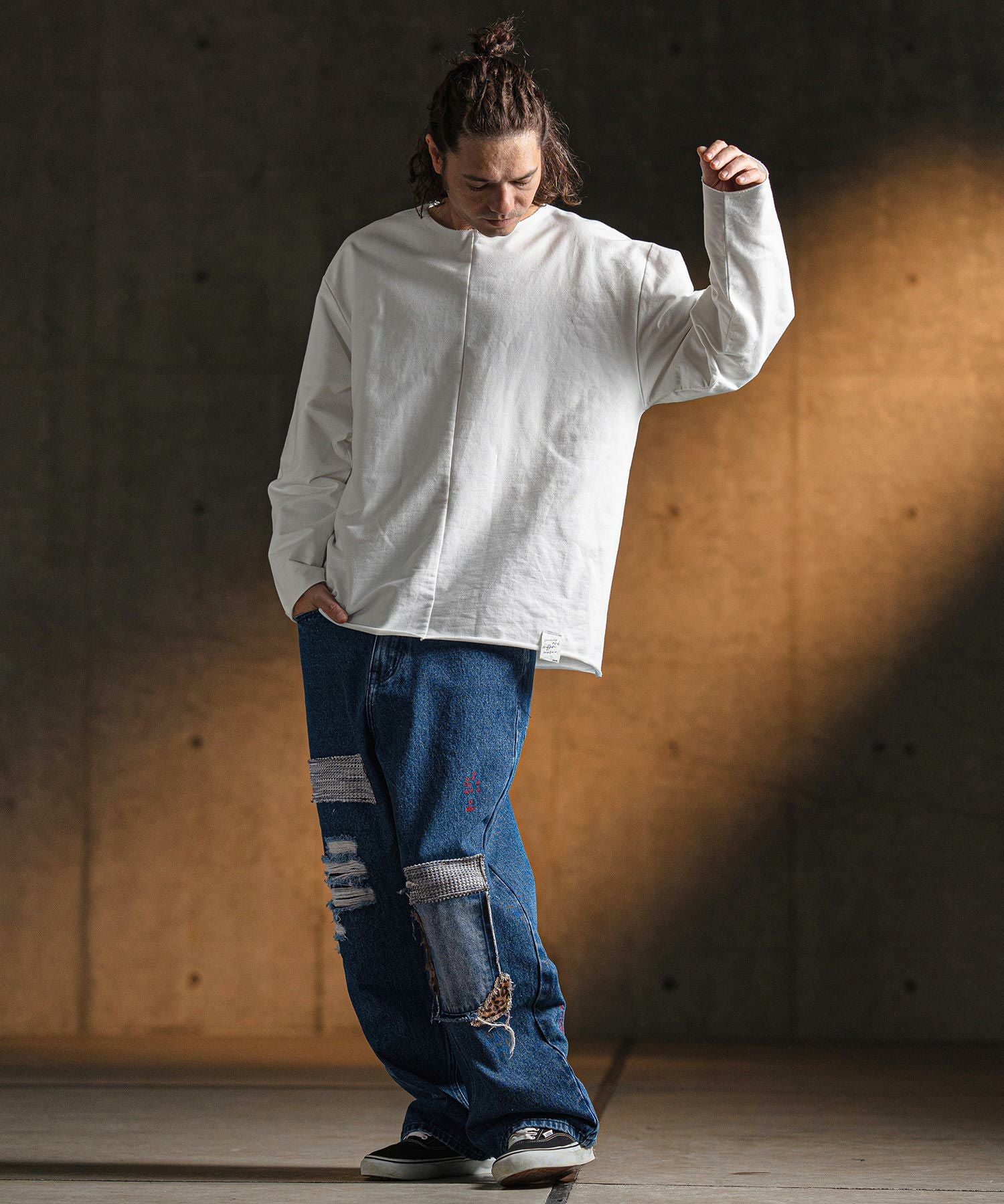 30%OFF【GLIMCLAP(グリムクラップ)】Distressed denim pants デニム