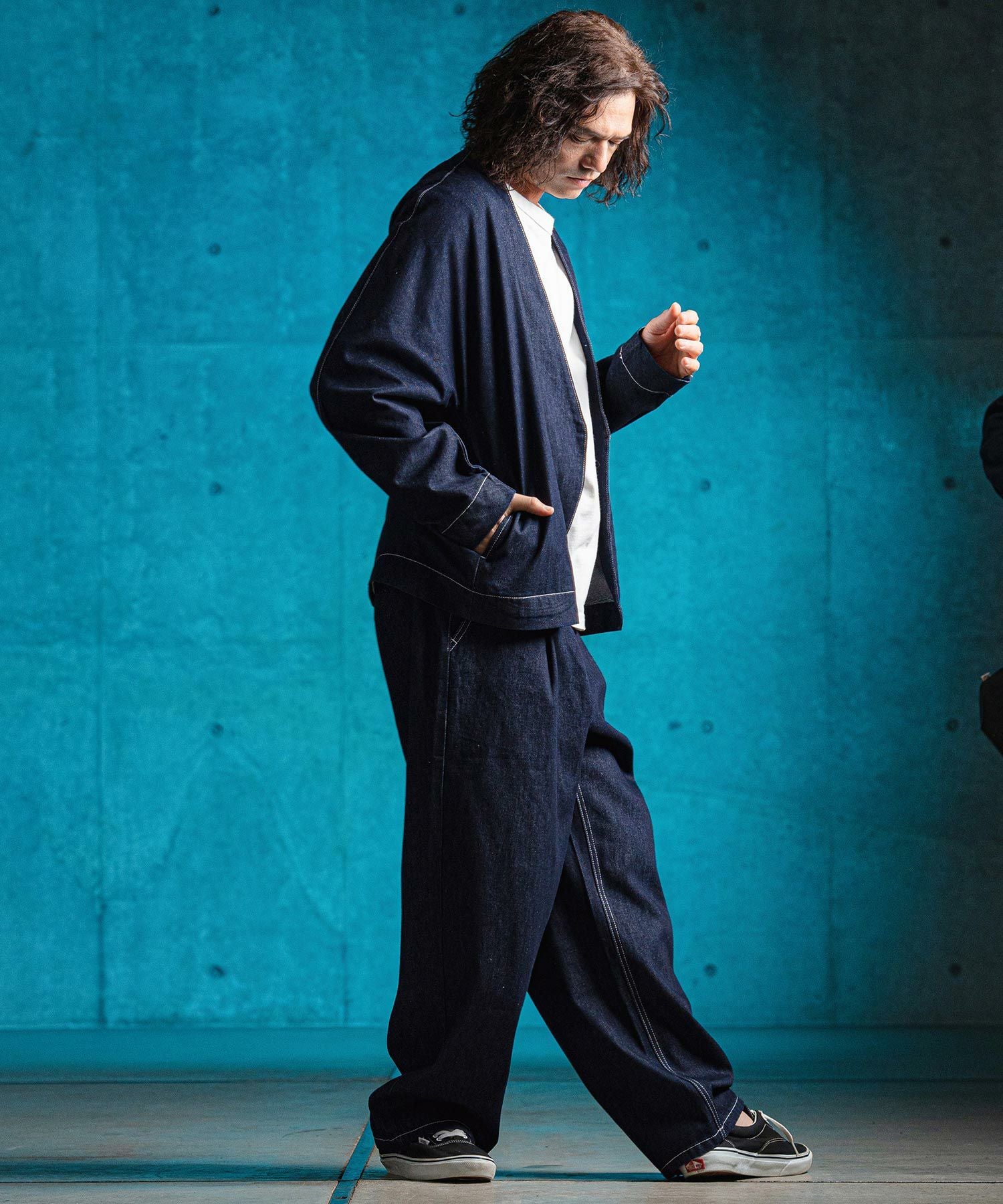 GLIMCLAP(グリムクラップ)】 Denim wide straight pants ワイドデニム