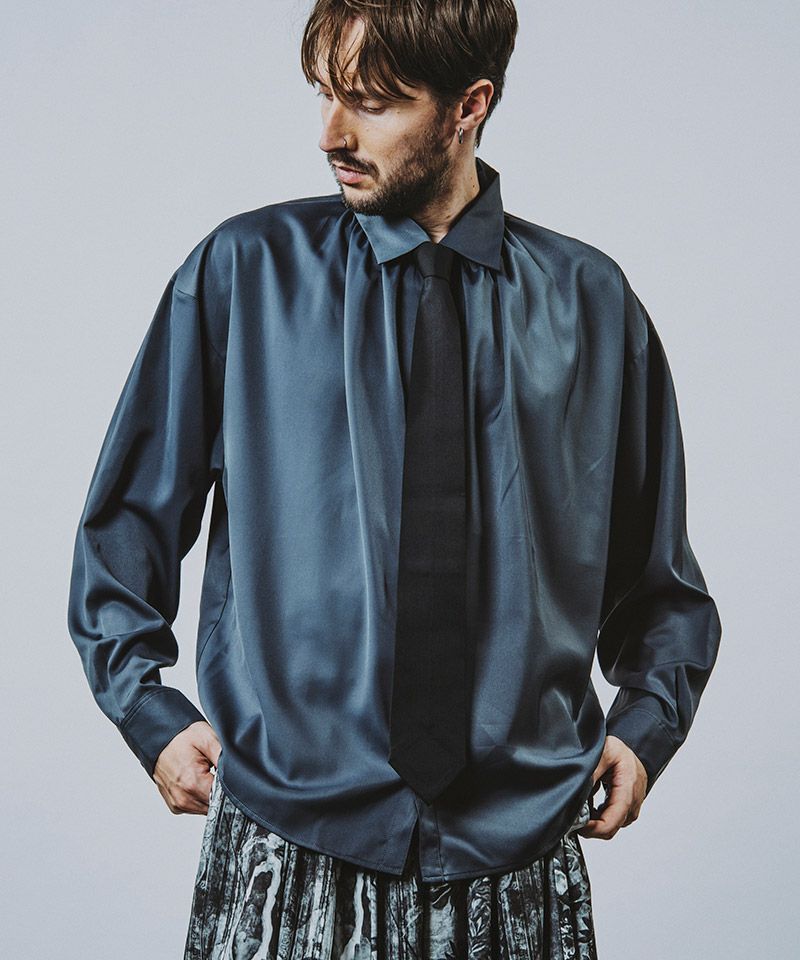 30%OFF【NO ID.(ノーアイディー)】ﾈｸﾀｲ付ﾈｯｸｷﾞｬｻﾞｰBIG-SH シャツ