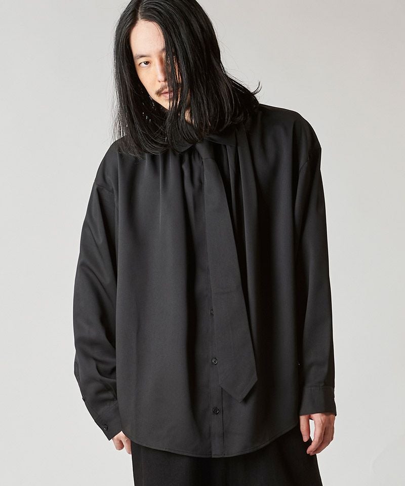 30%OFF【NO ID.(ノーアイディー)】ﾈｸﾀｲ付ﾈｯｸｷﾞｬｻﾞｰBIG-SH シャツ