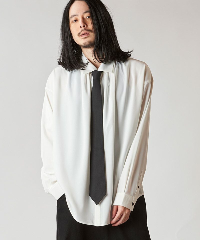 30%OFF【NO ID.(ノーアイディー)】ﾈｸﾀｲ付ﾈｯｸｷﾞｬｻﾞｰBIG-SH シャツ