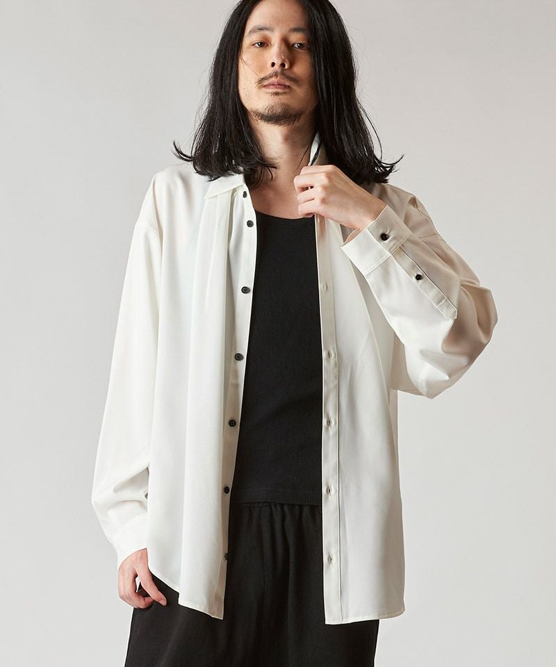 30%OFF【NO ID.(ノーアイディー)】ﾈｸﾀｲ付ﾈｯｸｷﾞｬｻﾞｰBIG-SH シャツ