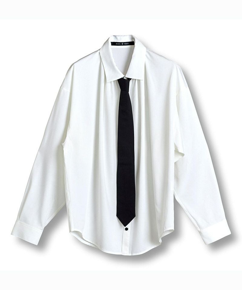30%OFF【NO ID.(ノーアイディー)】ﾈｸﾀｲ付ﾈｯｸｷﾞｬｻﾞｰBIG-SH シャツ