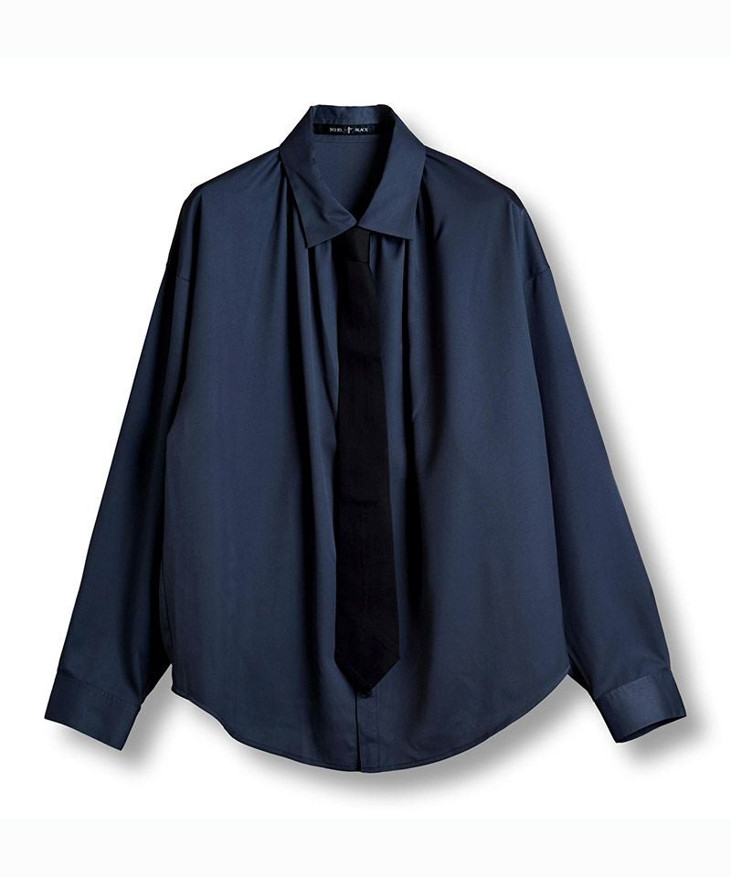 50%OFF【NO ID.(ノーアイディー)】ﾈｸﾀｲ付ﾈｯｸｷﾞｬｻﾞｰBIG-SH シャツ